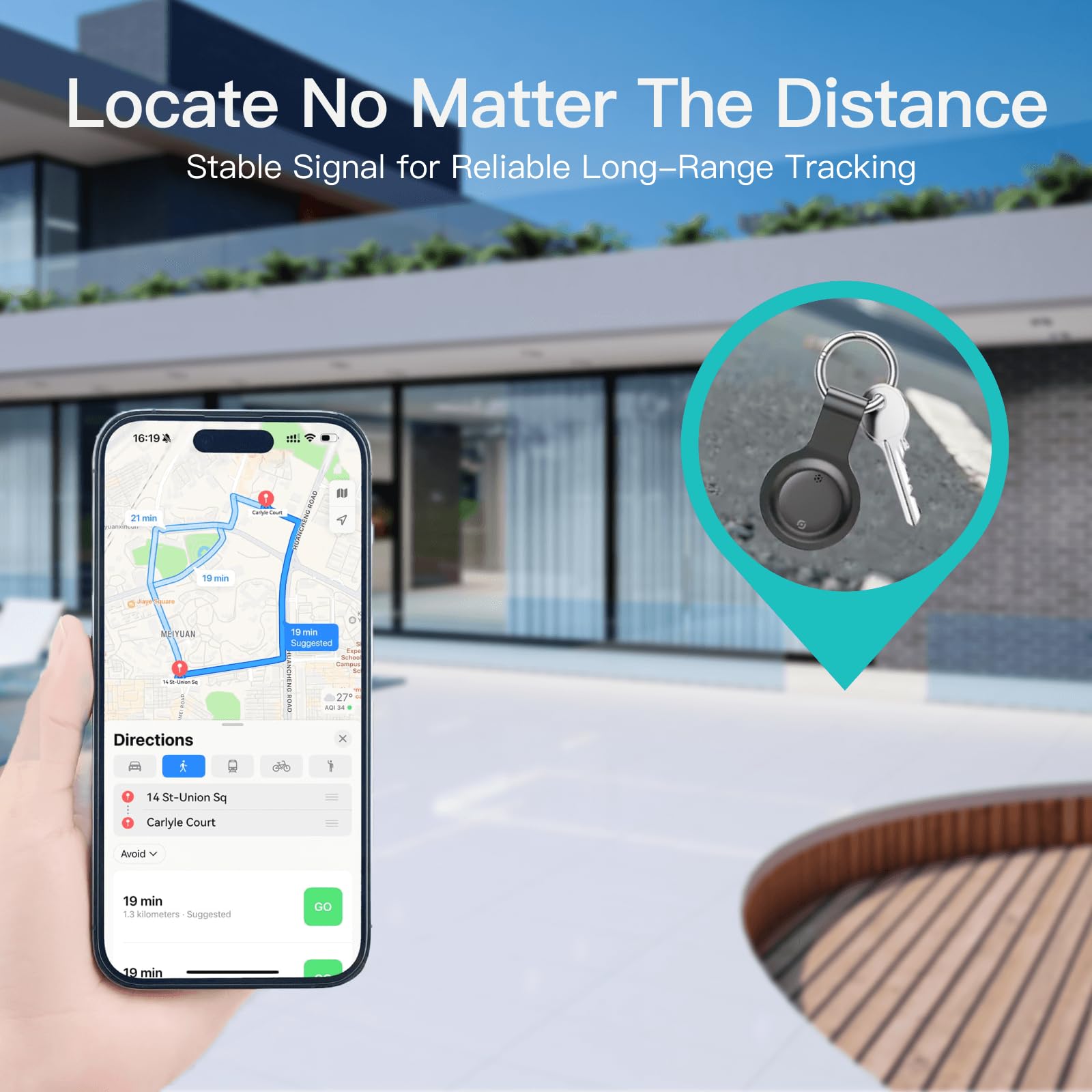 RAINDROPS Smart Tag 2025 Tracker iOS, Bluetooth Item Finder funziona con Apple Find My, Trakcer Tag Locator per chiavi, bagagli, zaini, animali domestici (solo iOS, nero, confezione da 4)