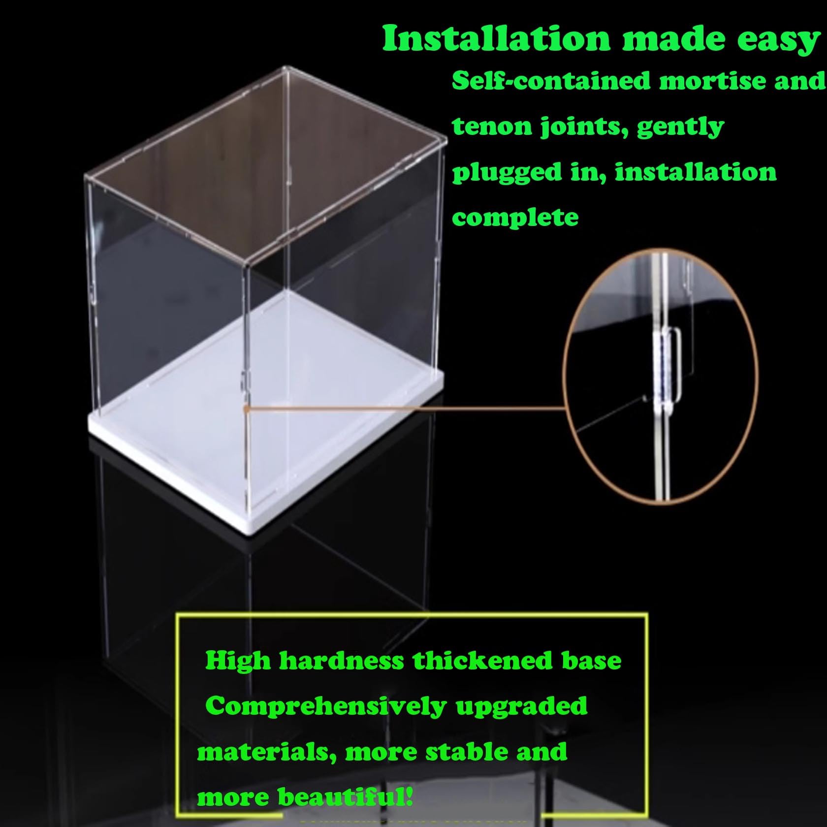 Acryl-Vitrine für Lego 43230 Kamera-Modell, staubdichte transparente Acryl-Vitrine, Aufbewahrungsbox (Modell nicht im Lieferumfang enthalten) (schwarzer Sockel)