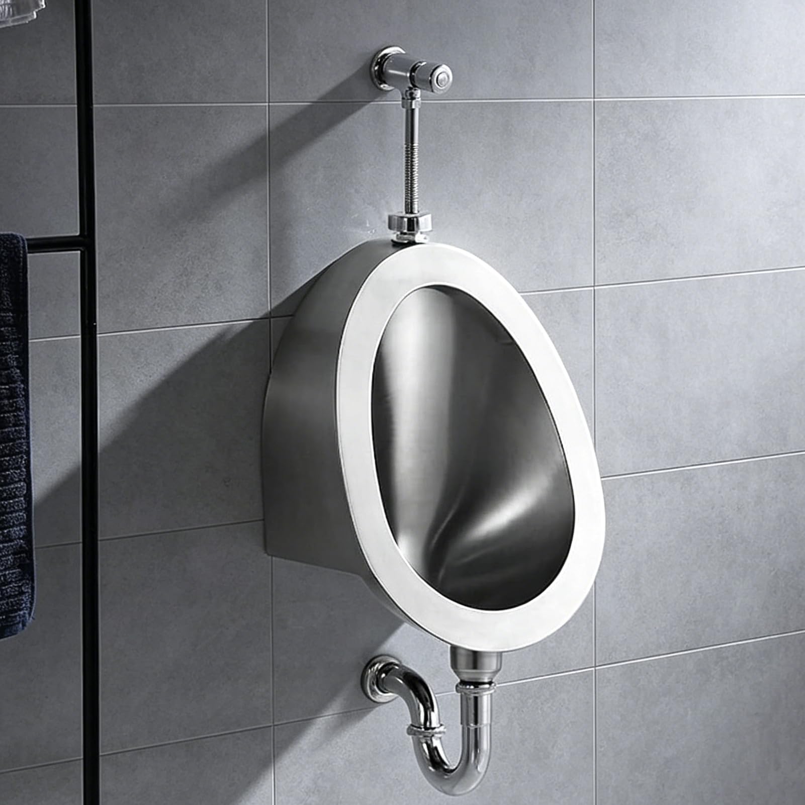 LYJIANGXIN 304 Stainless Steel Urinal With Sensor, Automatic Flushing & Splash-Resistant Design - Wall Mounted Commercial Urinal For Men, Home, Garage, Office, Bar Restroom