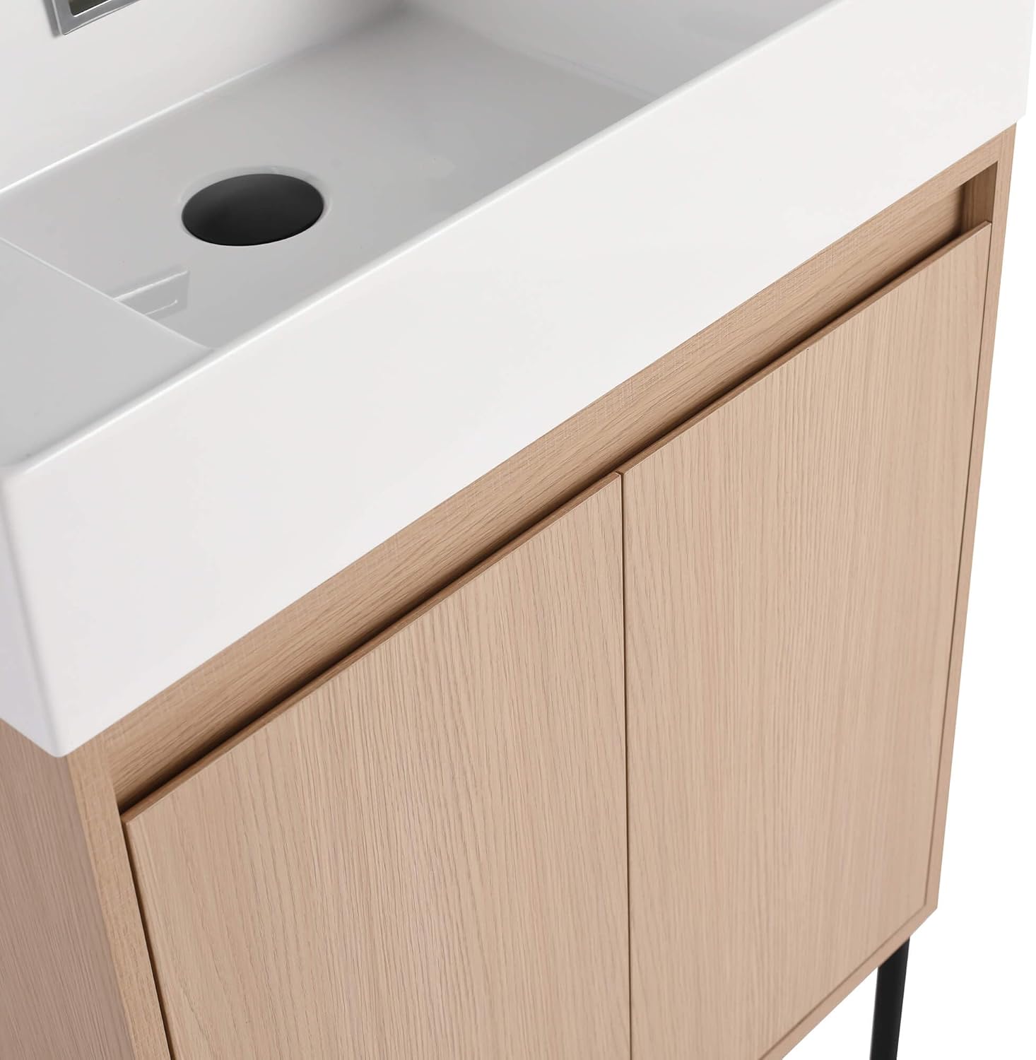 Fine Fixtures Crownpoint 24 Inch Bathroom Vanity with Sink, White Sink, White Oak Finish, Full Assembly Required, Elegant Bathroom Vanities for Modern Homes