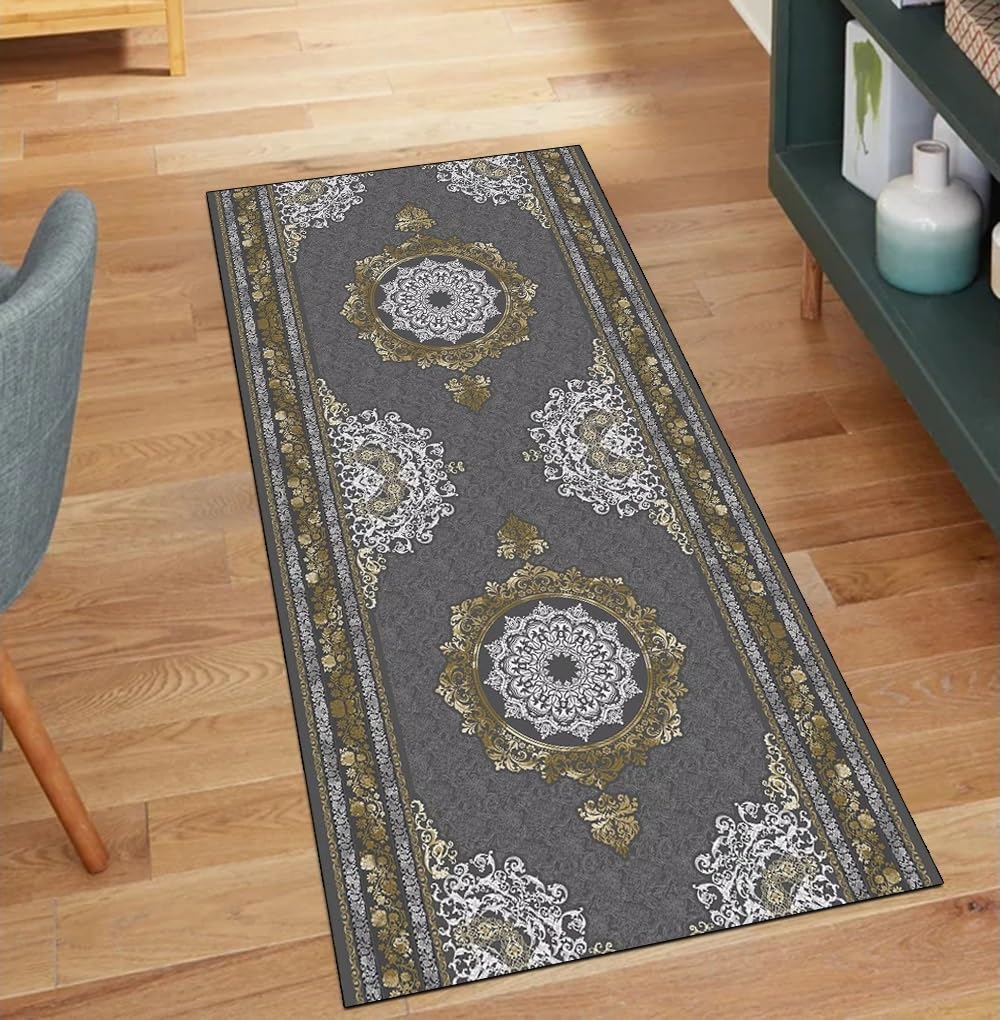 Alfombra de cocina antideslizante lavable gris vintage 60x110 cm atrapa suciedad