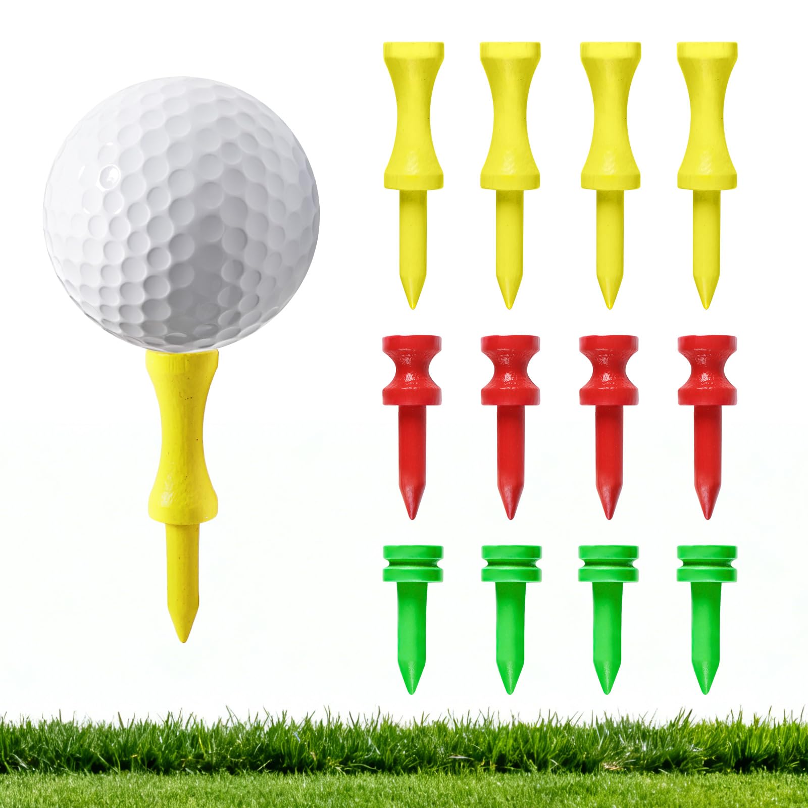 FINGER TEN Wood Castle Golf Tees 1" 1.25" 1.75" Mixed Sizes Or Same Heights 50 Pack, Durable Step Down Small Tees for Consistent Height, Practice Tees For All Golfers (Mixed Pack)