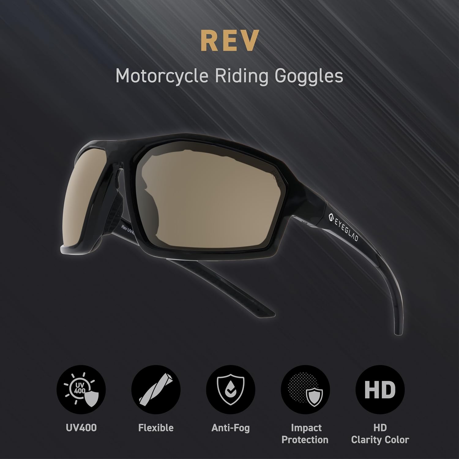 REV Z87+ Powersports Motorcycle Riding Goggles HD High Contrast UV400 Sports Wrap Sunglasses Safety Glasses - Image 4