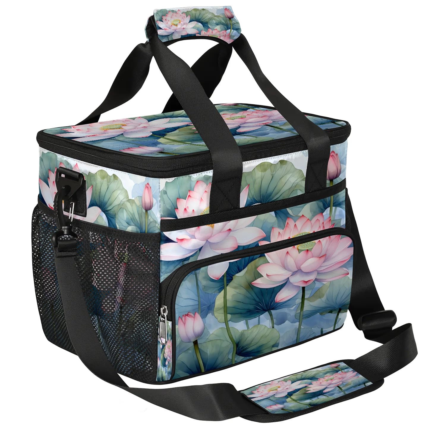 Lunch Box for Men Heavy Duty Insulated Lunch Bag for Women Lotuses Leaves Lunchbox for Adults Lunch Cooler