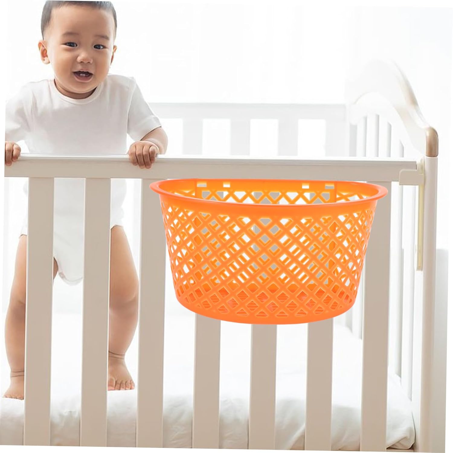 Universal Rattan Storage Basket for Baby Stroller Adjustable Stroller Organizer Handle for Carrying Diapers Toys and Snacks