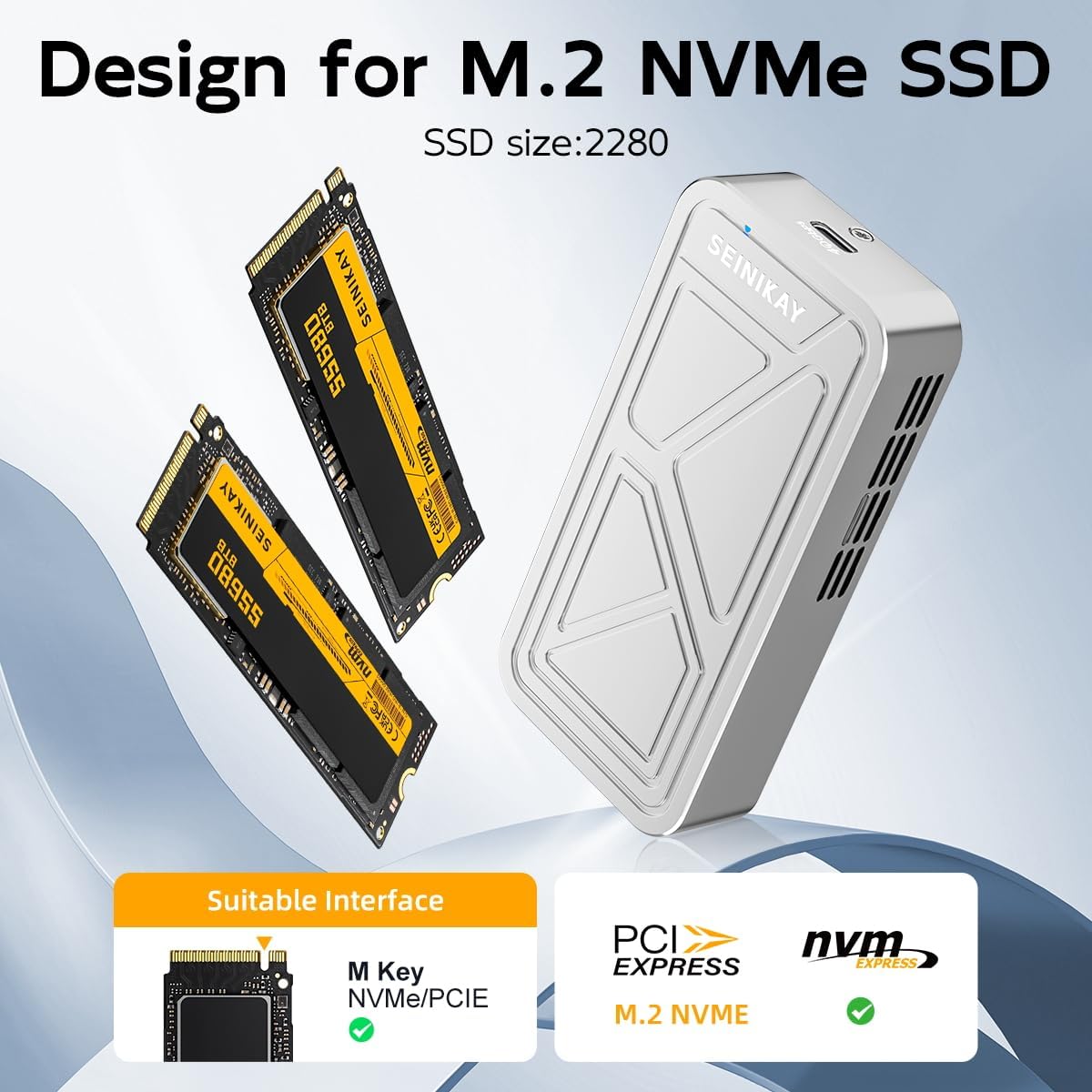 40Gbps M.2 NVME Enclosure with Cooling Fan,USB 4 NVMe Enclosure,Compatible with Thunderbolt 4/3/USB3.2/3.1/3.0/2.0 - Image 4