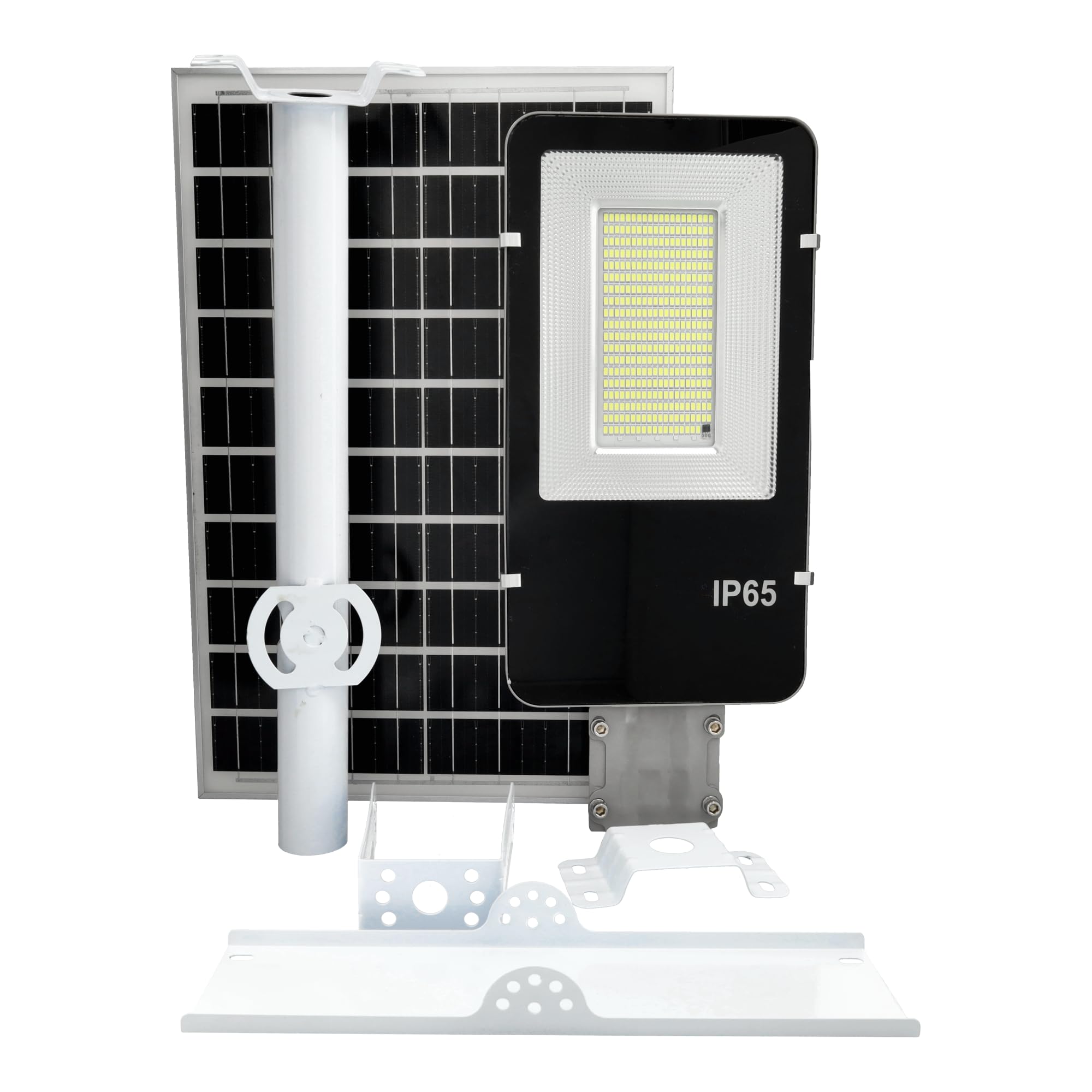 Jandei - Farola Solar Exterior 4000 Lúmenes, Impermeable IP65, Panel Solar y Mando a Distancia, Luz Blanca Fría 6000K, Ideal para Jardín, Patio, Camino y Muro