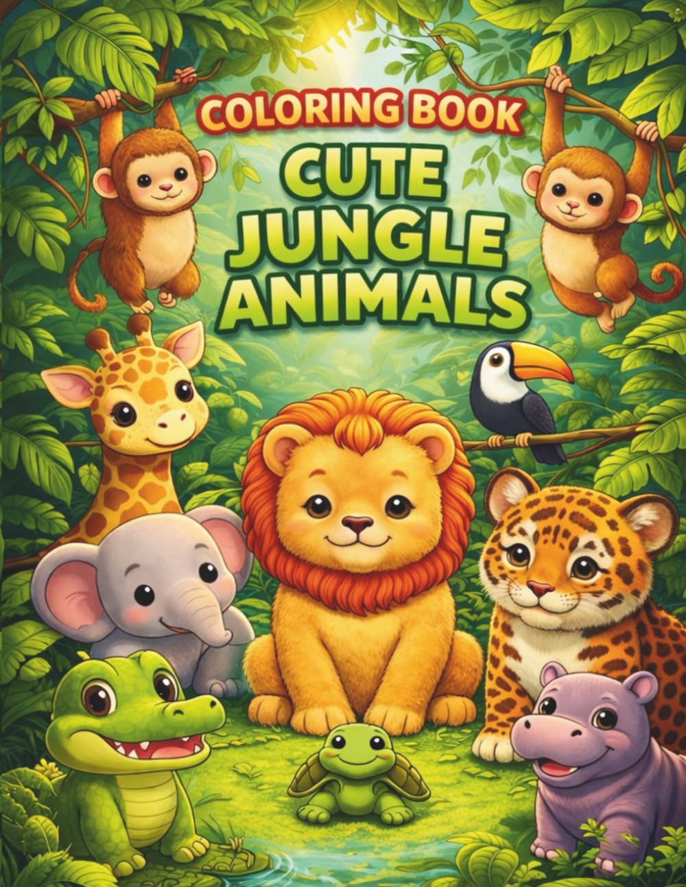 Cute Jungle Animals Coloring Book