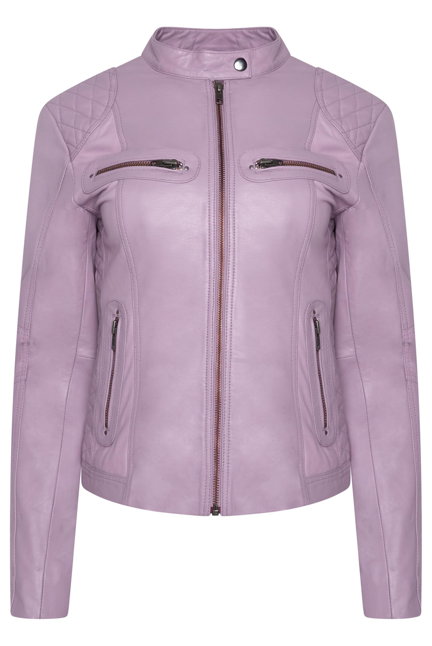 Paul Berman Women's Dark Lavender Pelle D’annata Real Leather Biker Jacket In 16