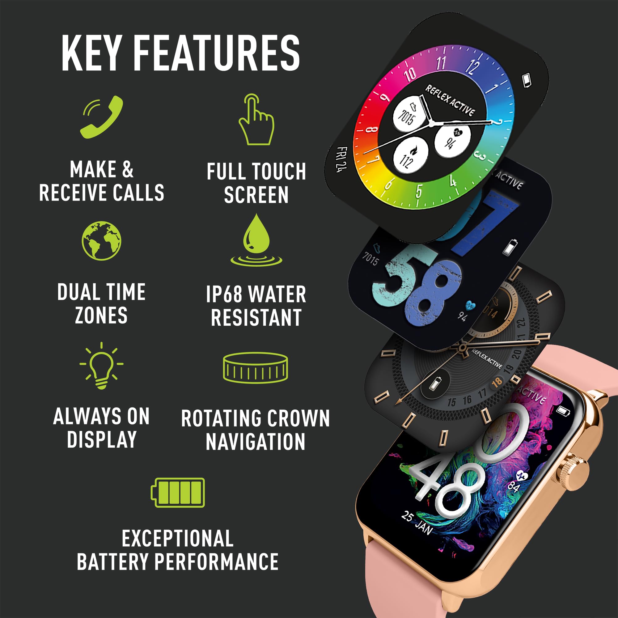 Reflex Active Damski smartwatch Amoled 1,78'' Always-On Display Series 30 różowy pasek