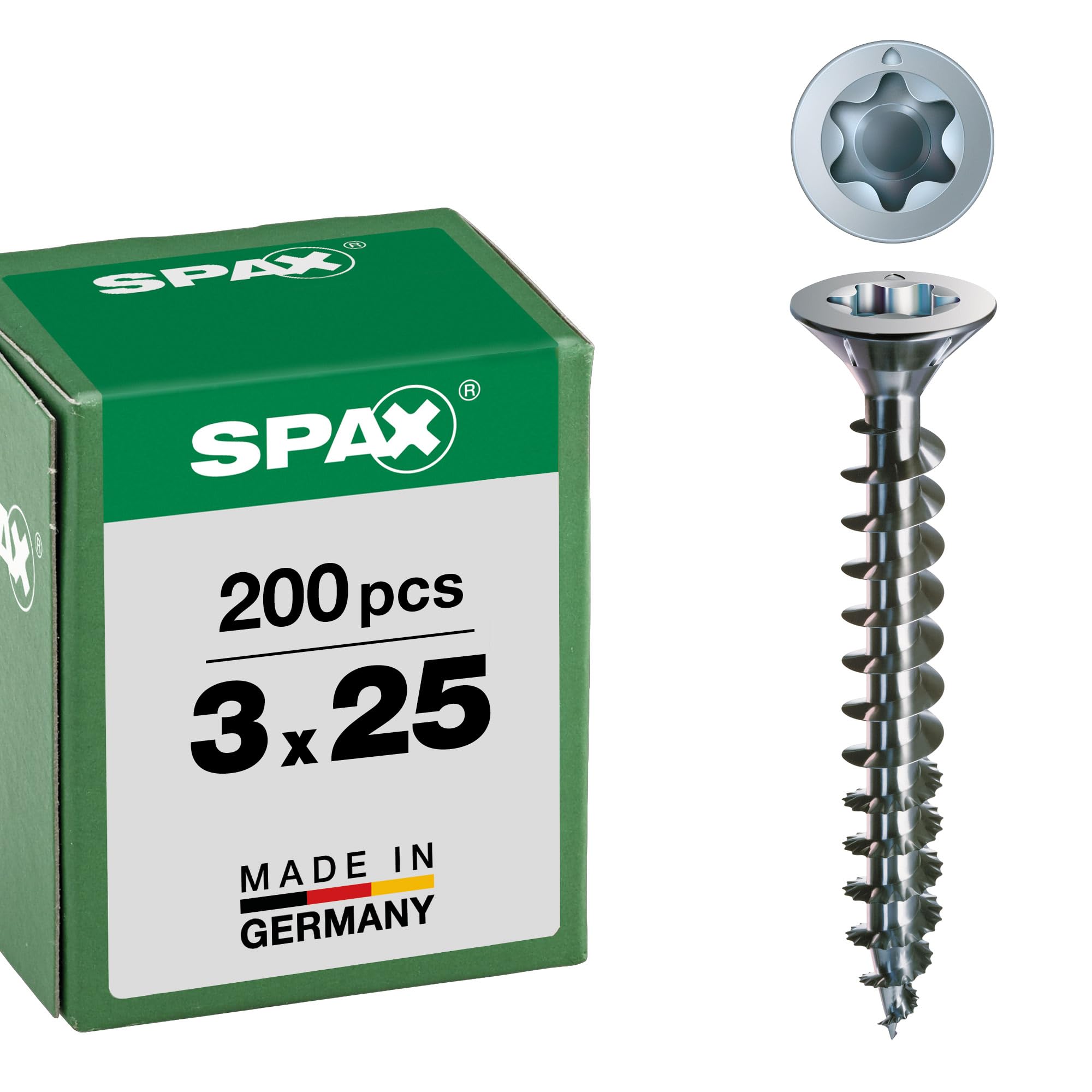 Spax 4CUT 1191010350155 Universal Screw, Countersunk, T-Star Plus, Fully Threaded, Galvanised Blank A2J, 1191010300253