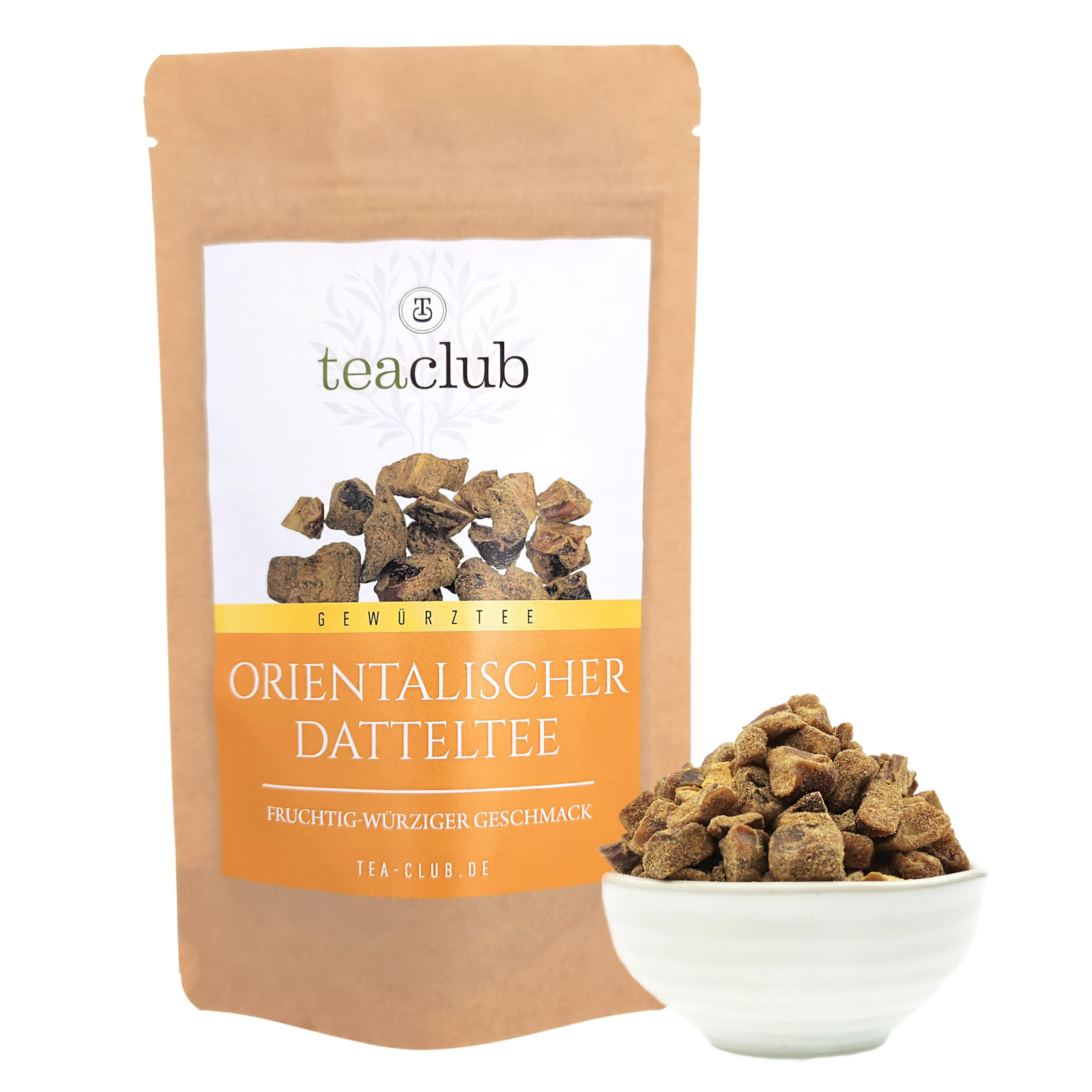 TeaClub Orientalischer Datteltee 500g – Chai Tee Lose mit echten Datteln | Fruchtig-würziger Chai, echte Datteln, Rosinen, Kokos, Zimt & Ingwer, koffeinfrei, glutenfrei, Dattel Tee orientalisch