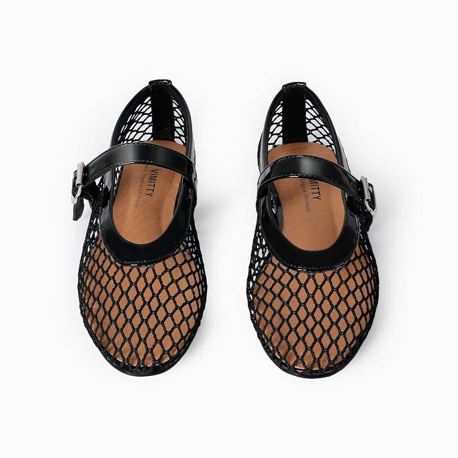 vimitty Ballet Flats Breathable Mesh with Elegant Buckle