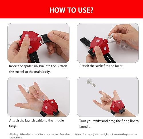 Miniatura 5 de OUMYQ Brazaletes de tiradores de telaraña, lanzador de superhéroes con sensor magnético de luz transmisor de muñeca, puede agarrar objetos pequeños