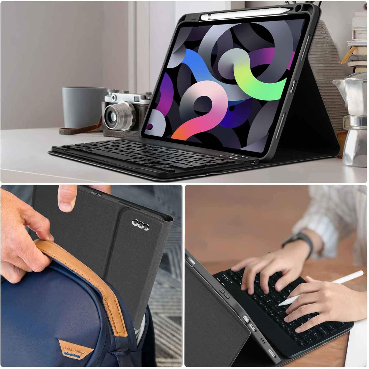 New Product COO Keyboard Case for iPad Air 5th Generation (2022)/ iPad Air 4th Generation (2020)/ iPad Pro 11 (2018), 7 Color Backlit Detachable Wireless Keyboard, Built-in Pencil Holder for iPad Air 4/5