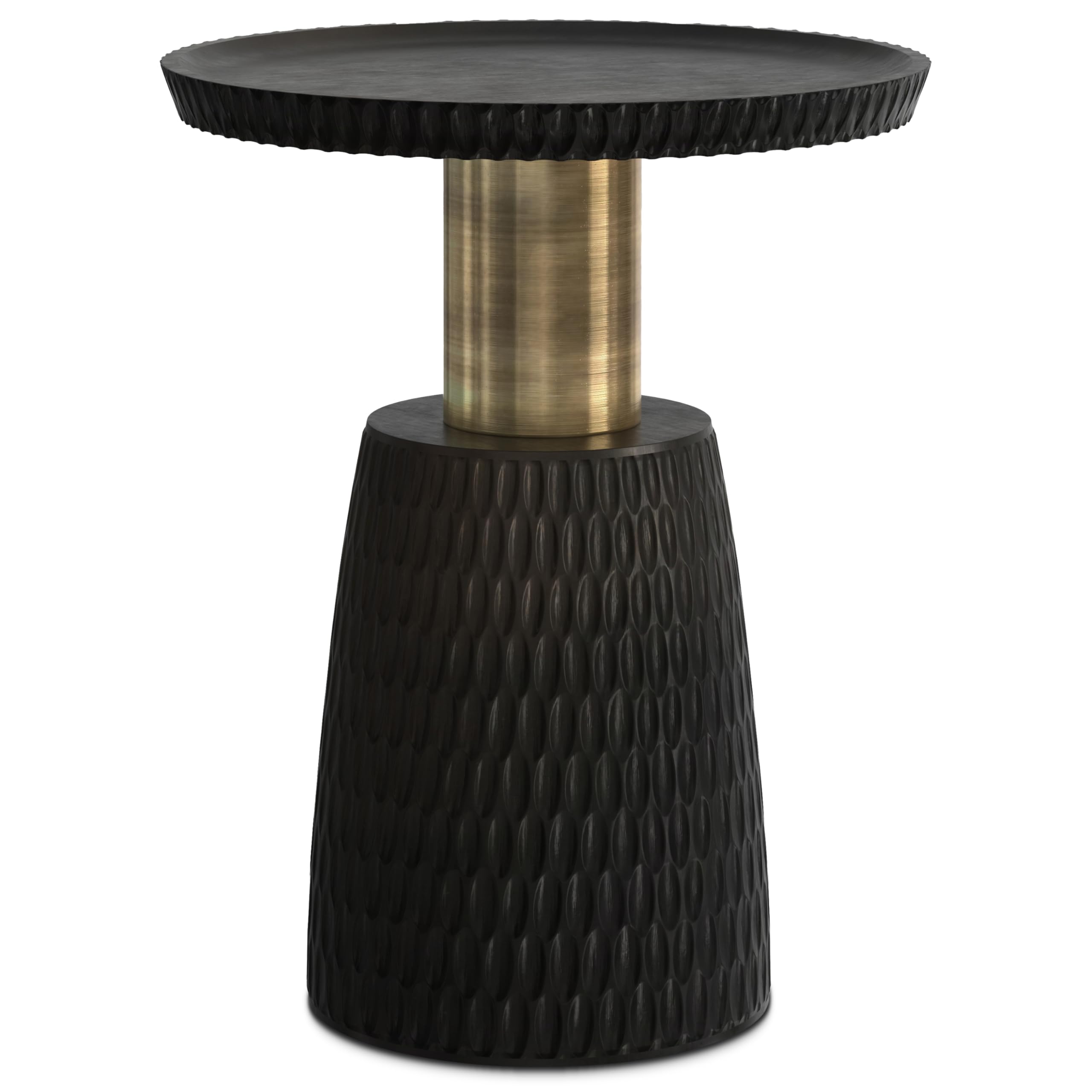 SIMPLIHOME Breanna 16-inch Wide Solid Mango Contemporary-Style End Table in Black/Gold, Sculptural Accent Table for Living Room, Office, or Bedroom