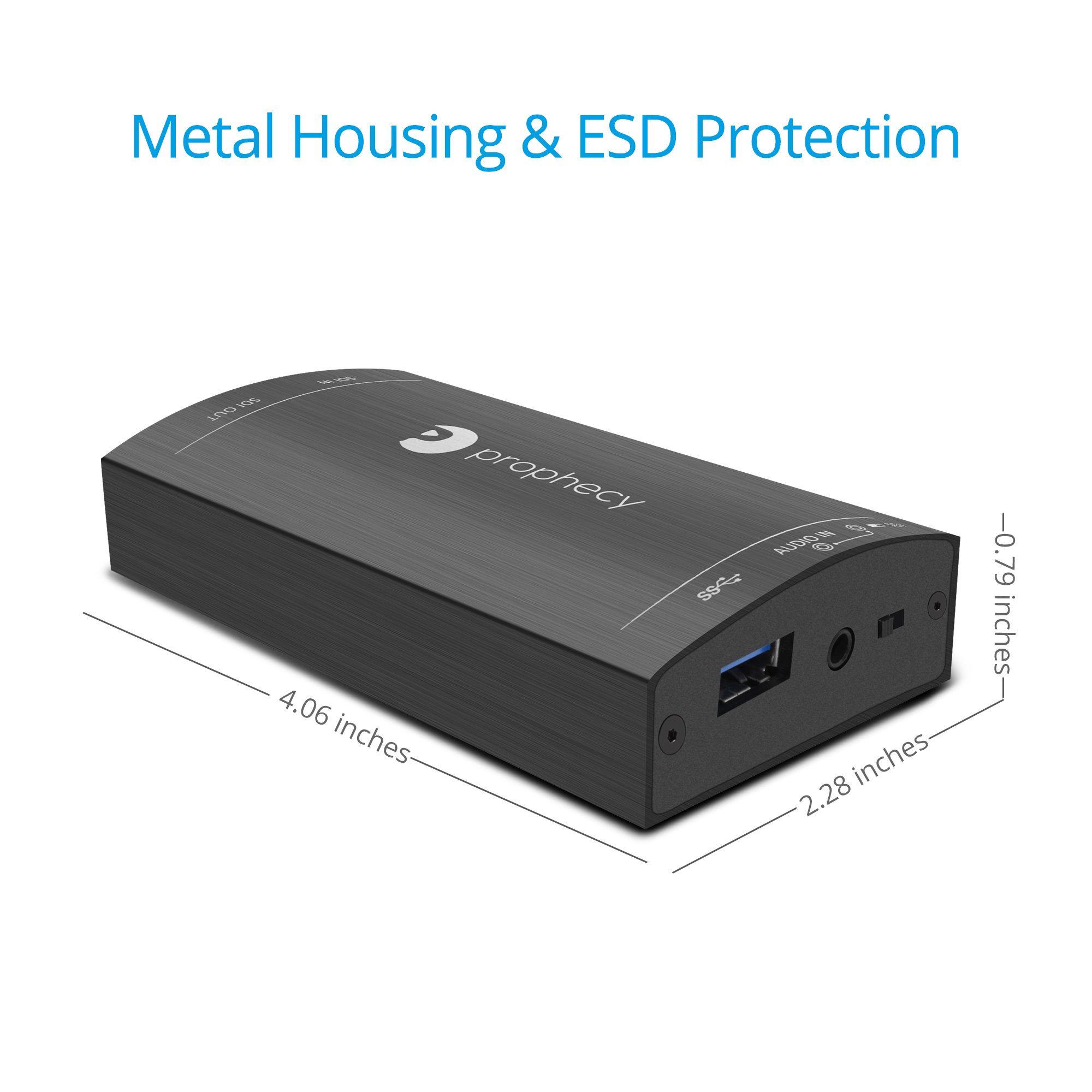 gofanco Dispositivo per Scheda di acquisizione Video SDI Prophecy su USB 3.0 – Segnali 3G/HD/SD-SDI, acquisizione e Streaming a 1080p a 60 Hz con loopout SDI, Nero