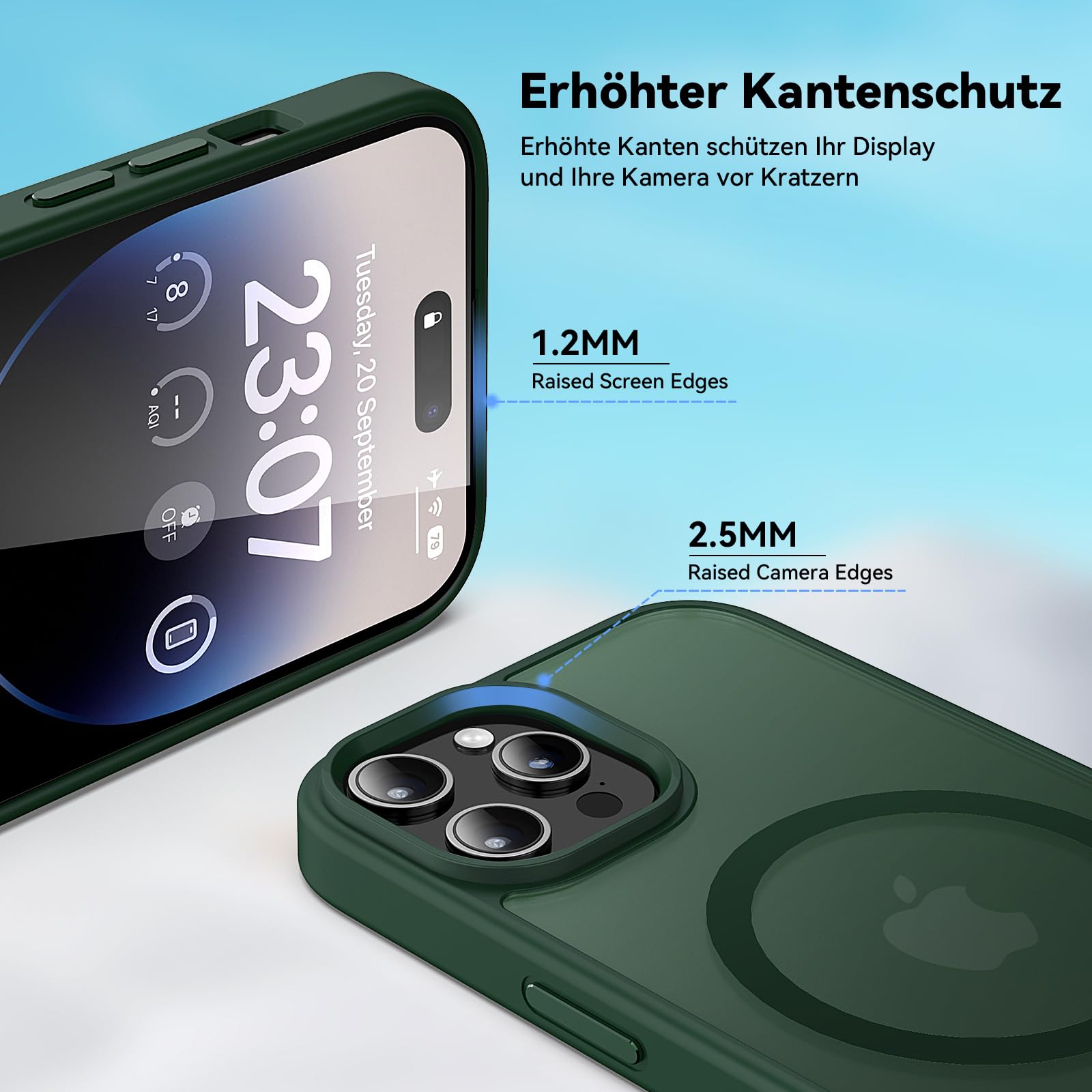 Natiiozie Magnetica Cover per iPhone 14 Pro Compatibile con MagSafe Custodia Traslucida Opaca Posteriore, Antiurto Anti-impronta Resistente ai Graffi Protettiva iPhone 14 Pro Case (Verde)
