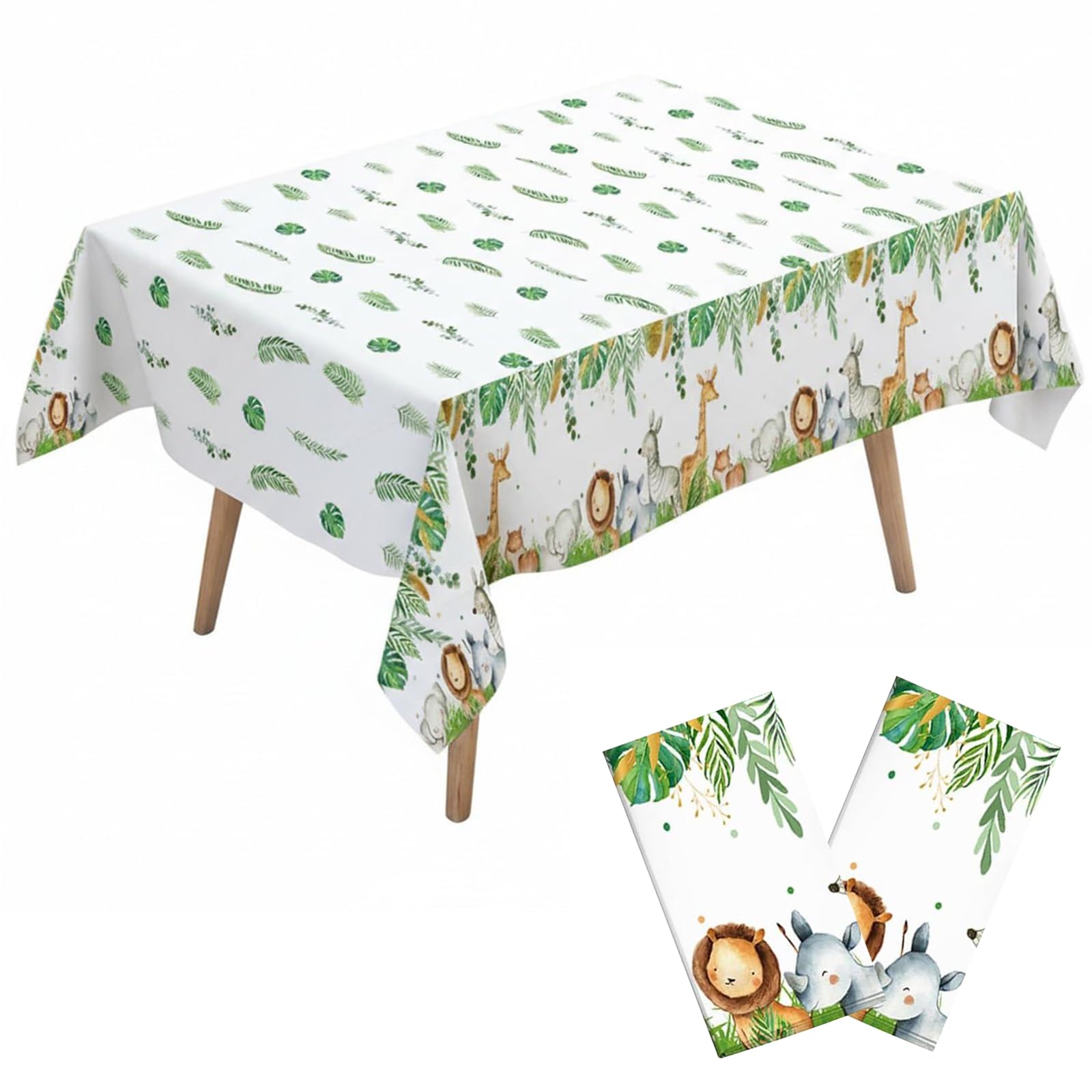 Vxcvzv 3 Pack Jungle Animal Tablecloths 220x130cm Waterproof Birthday Party Decorations for Kids Baby Shower Safari Theme Party Supplies (2, Animal, 220 * 130cm)