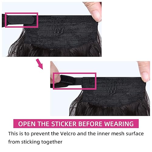 Miniatura 7 de SYXLCYGG Cola de caballo con clip, extensión de cola de caballo sintética para niña, lacio, negro, 18 pulgadas, 4.1 onzas, peluca de cabello falso