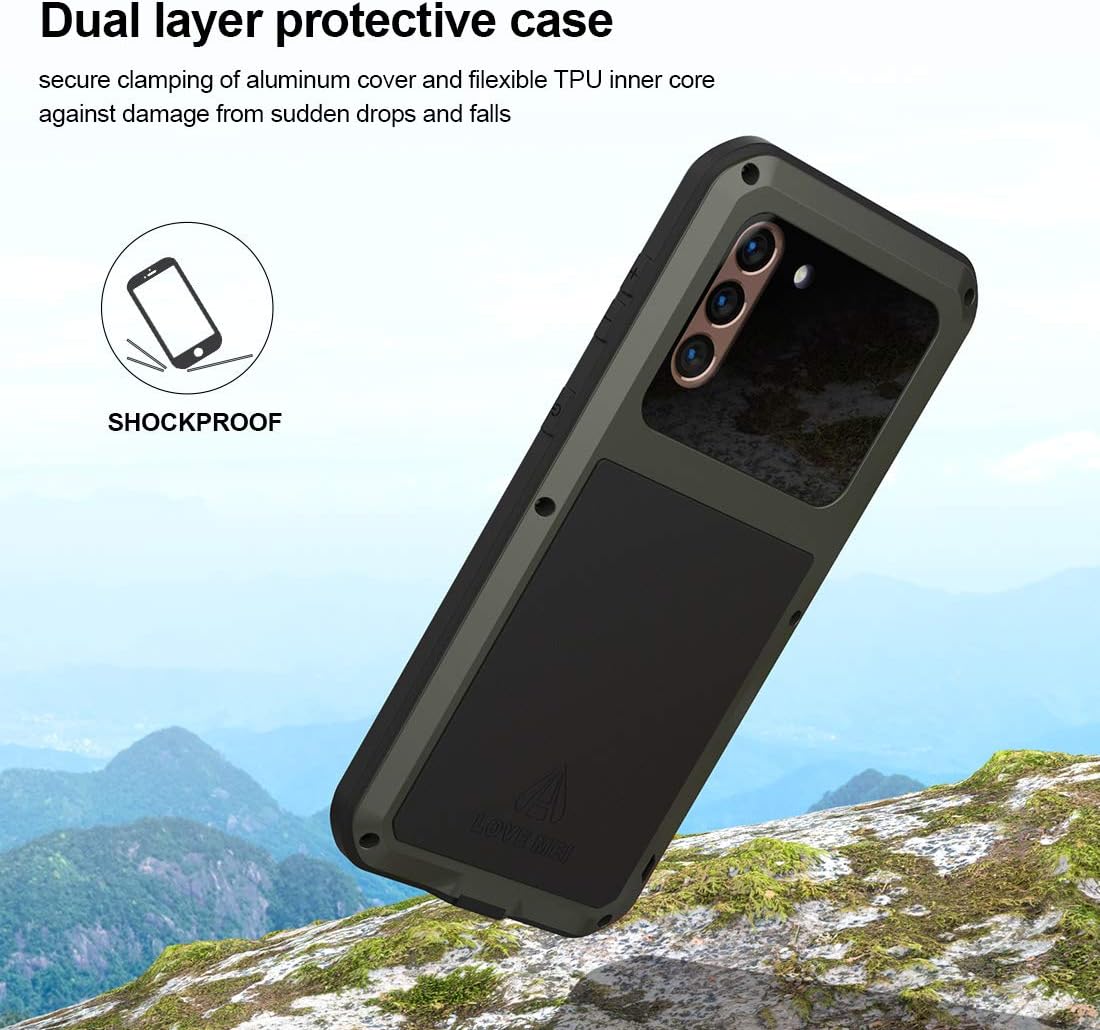 60% Off Discount Galaxy S21 5G Metal Case with Built-in Glass, Samsung S21 Bumper, Heavy Duty Military Shockproof Rugged Defender Hybrid Silicone Armor Cover Outdoor Men Shell for Samsung Galaxy S21 5G 2021 - Black