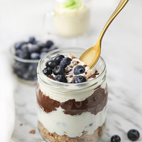 Vista 9 de WDF 300 mini cucharas de plástico doradas – Cucharas de postres de plástico dorado de 4 pulgadas, cucharas desechables resistentes perfectas para Oro