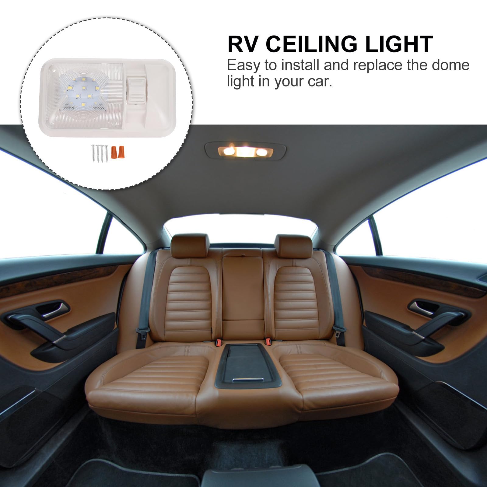 Plafonnier de Camping-car LED 12v avec Interrupteur 3 Voies, Éclairage Confortable en Abs Blanc pour Intérieur de Voiture et Camping-