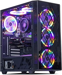 Gaming PC Desktop Computer, AMD Ryzen 5 4500, RX 6600 8GB, 16GB DDR4, NVME 500GB SSD, 6RGB Fans, Win 11 Pro Ready, Gamer Desktop Computer(R5 4500| RX 6600)