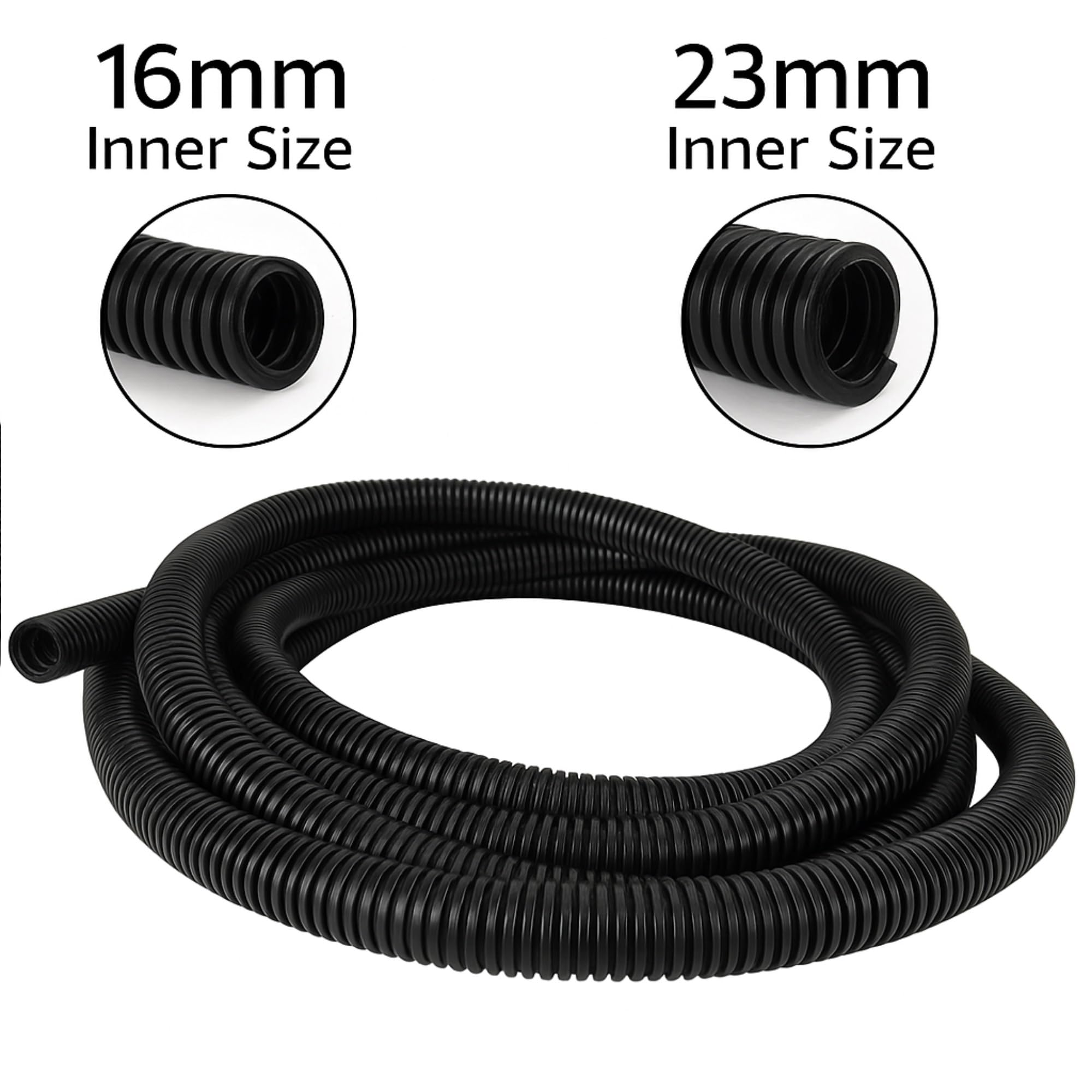 Condotto corrugato flessibile, tubo di protezione per auto, furgoni, casa (10 metri, diametro interno 23 mm)