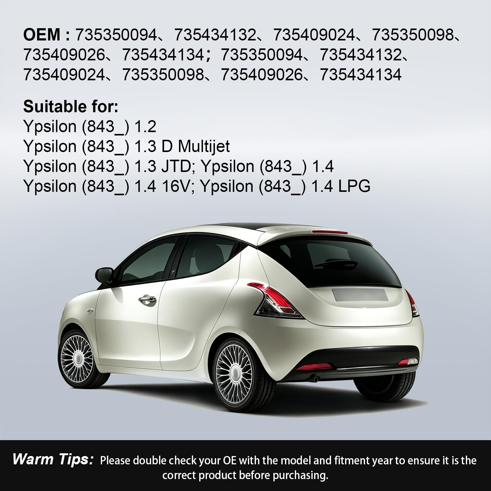 Maniglie cromate anteriori sinistra e destra per Lancia Ypsilon (843_) 2003-2011 735409026 735409024 735350094 735434132 Una Coppia (Sinistra + Destra) di Maniglia Esterne per Portiere