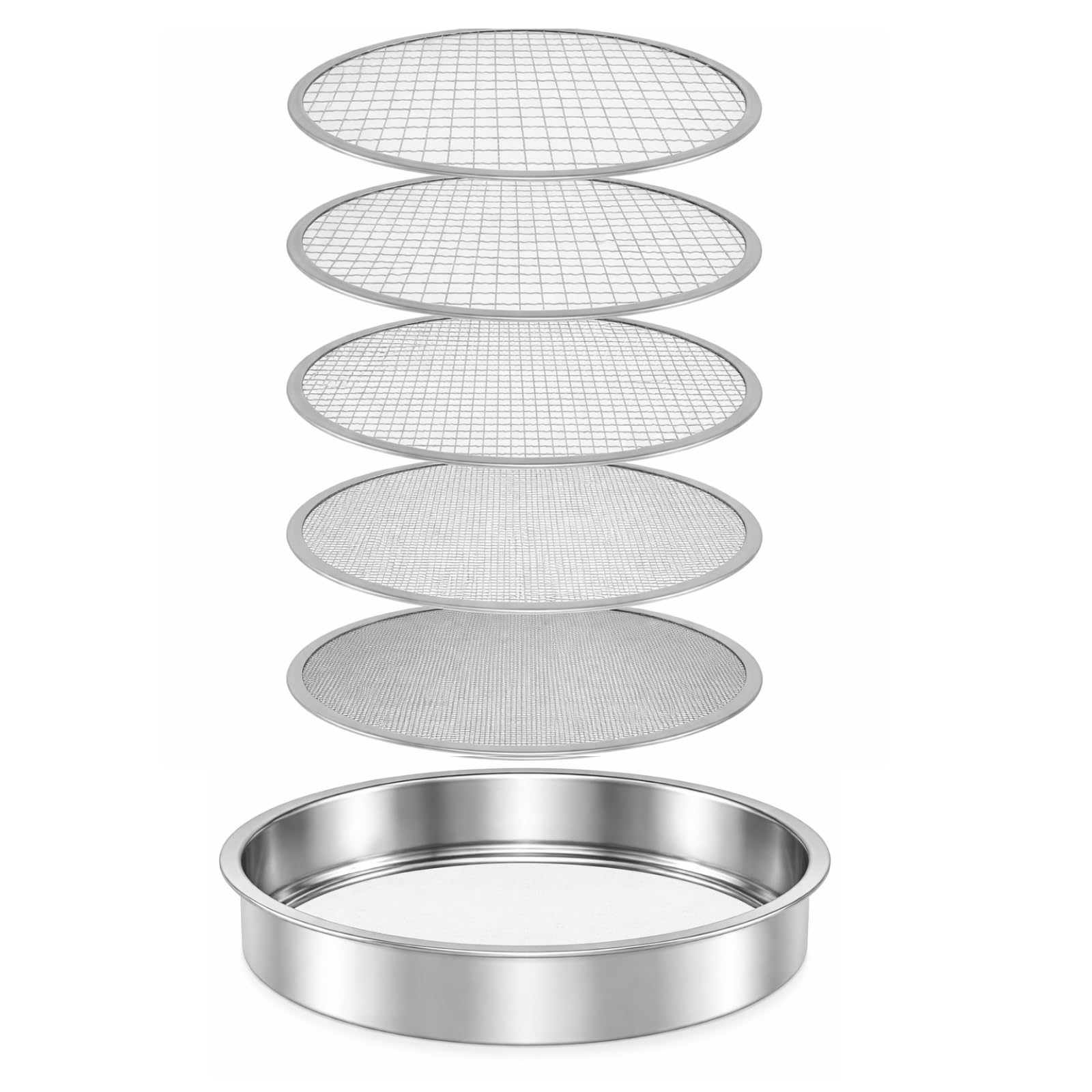 HowseHold Garden Sieve for Soil and Stones 5 in 1 Metal Soil Shifter with Interchangeable Mesh Sizes 3mm - 12mm