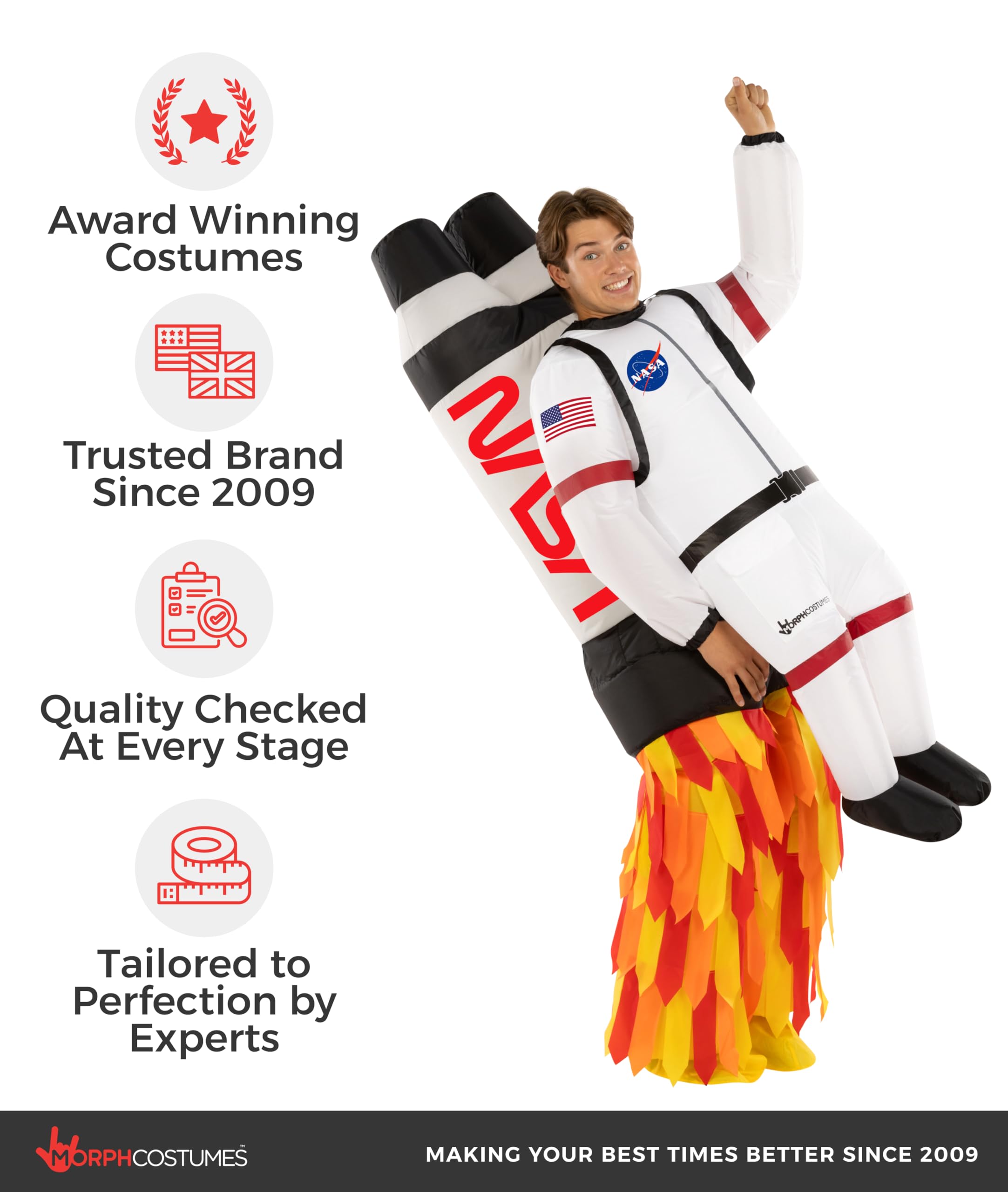 Morph Disfraz Astronauta Inflable, Traje Espacial para Fiestas, Halloween y Eventos, Talla única