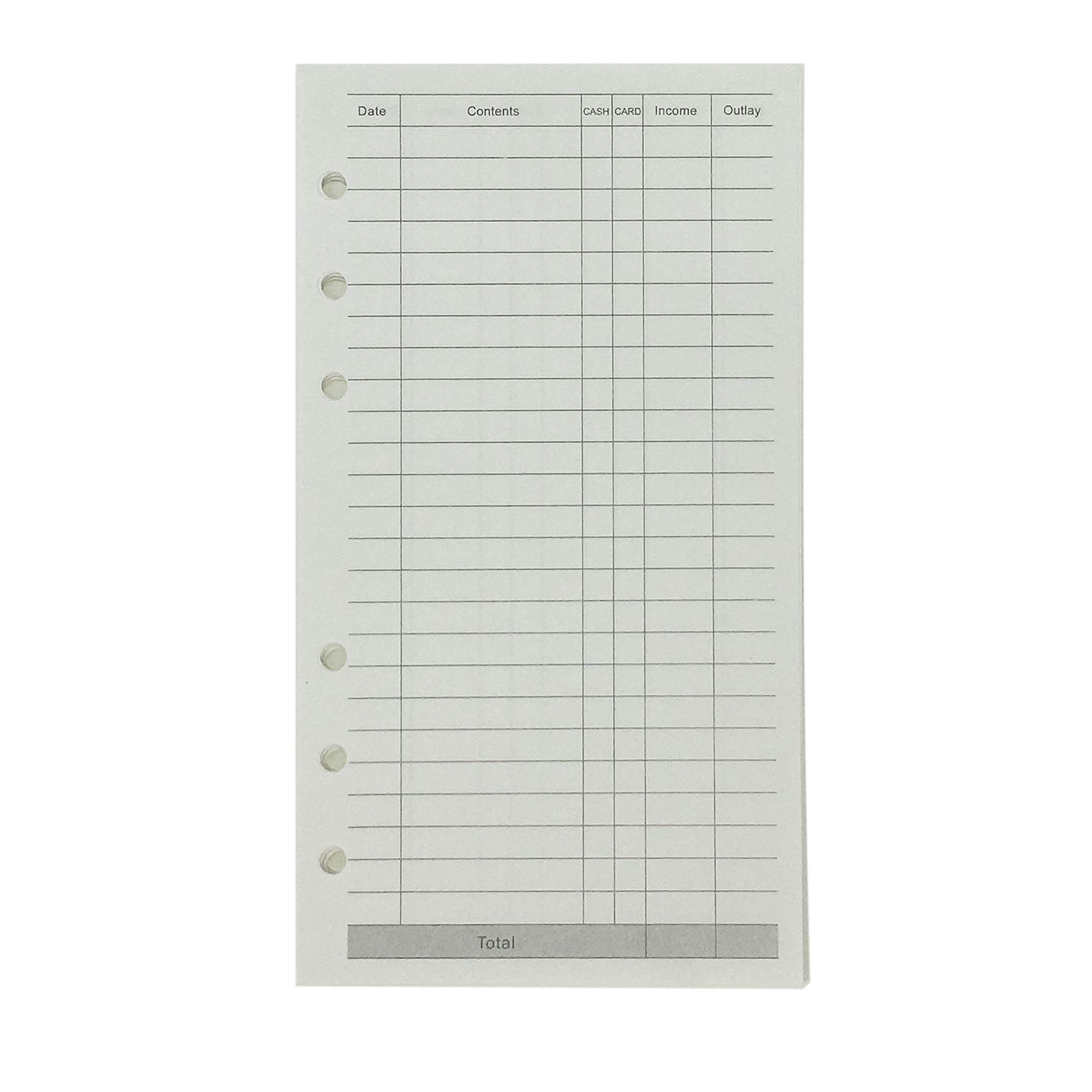 Zelten Refill Paper/Loose Leaves for 8.5 inch A5 & 6 inch A6 6-Holes Cover Round Ring View Binder File Folder (A6, Finance Refill Paper)