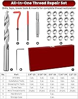 Vista 3 de ATPEAM Kit de reparación de roscas 131PCS con brocas HSS, grifos e insertos para agujeros de tornillo M5-M12