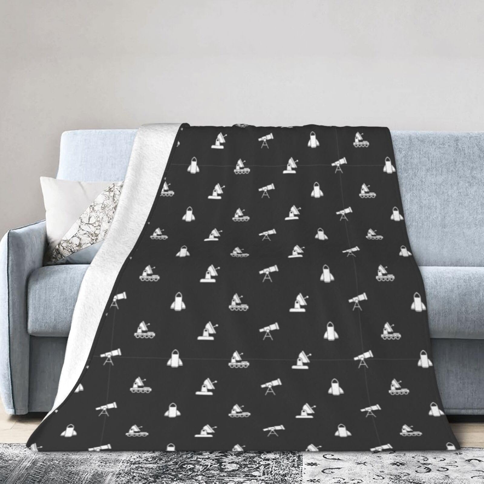 Noble Ren Space Technology Ultra-Soft Micro Fleece Blanket Winter Warm Soft Lannel Fleece Throw Blanket For Couch Sofa Bed 60"X50"