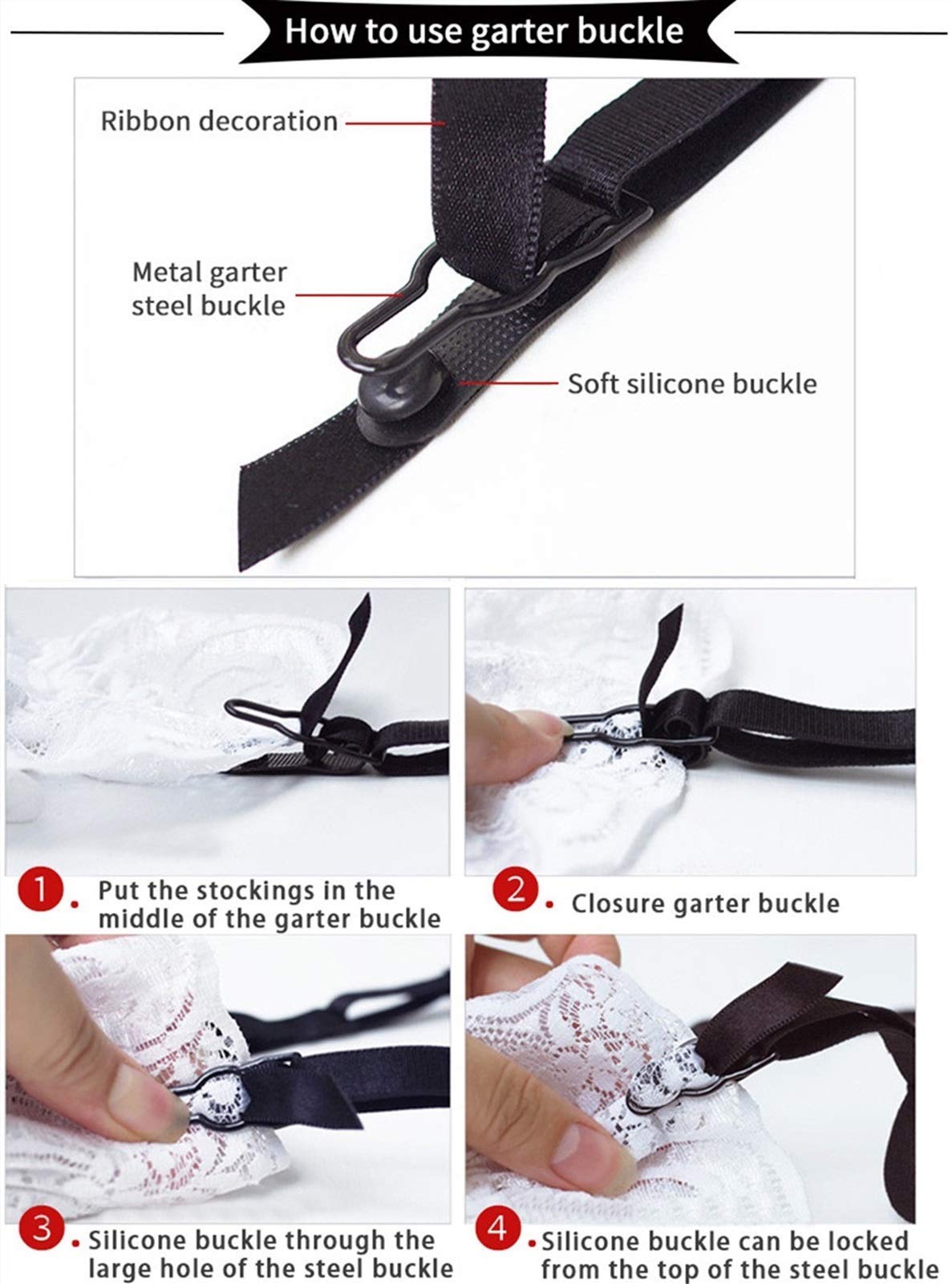 Suspenders Clips Braces Sexy Women Lace Black/White/Red Garter Temptation  Ultra-Thin Female Silk Stockings Suspender Belt Wedding Garters Belts  (Color : Black, Size : One Size) : Amazon.co.uk: Fashion