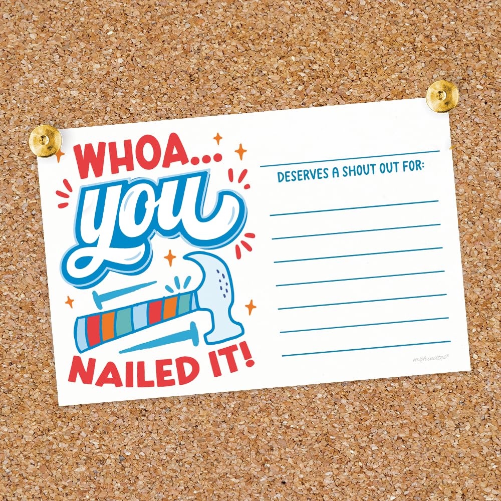 m&h invites Funny You Nailed It - Tarjetas de agradecimiento para profesores, estudiantes, compañeros de trabajo y empleados, tarjetas de aliento de Kudos, notas de reconocimiento para tablones de