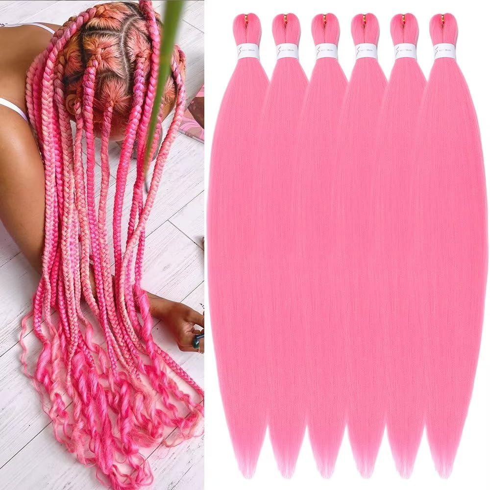 YDDM Capelli Per Treccine Africane Rosa Extension Treccine Texture Yaki Easy Install per Principianti 20 Pollici 3 Pezzi Capelli Leggeri e Naturali per Box Braids, Twist e Crochet — view 9