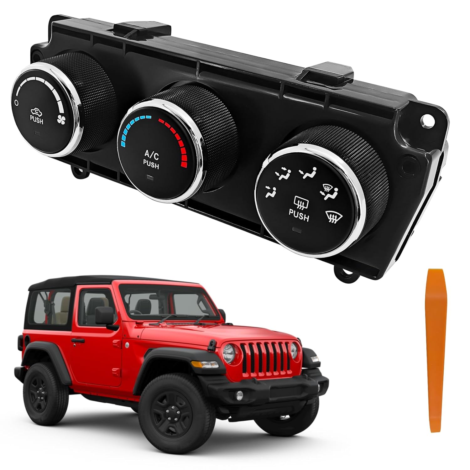 68197433AB AC Climate Control Module Panel for Jeep Wrangler JK 2014-2018 3.6L, HVAC Control Unit New in Box Replaces 68197433AA