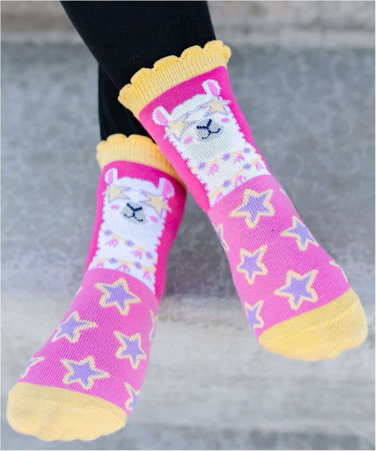 Jefferies Socks Girl's Unicorn Llama Giraffe Flamingo Novelty Pattern Crew Socks 6 Pack - Image 5