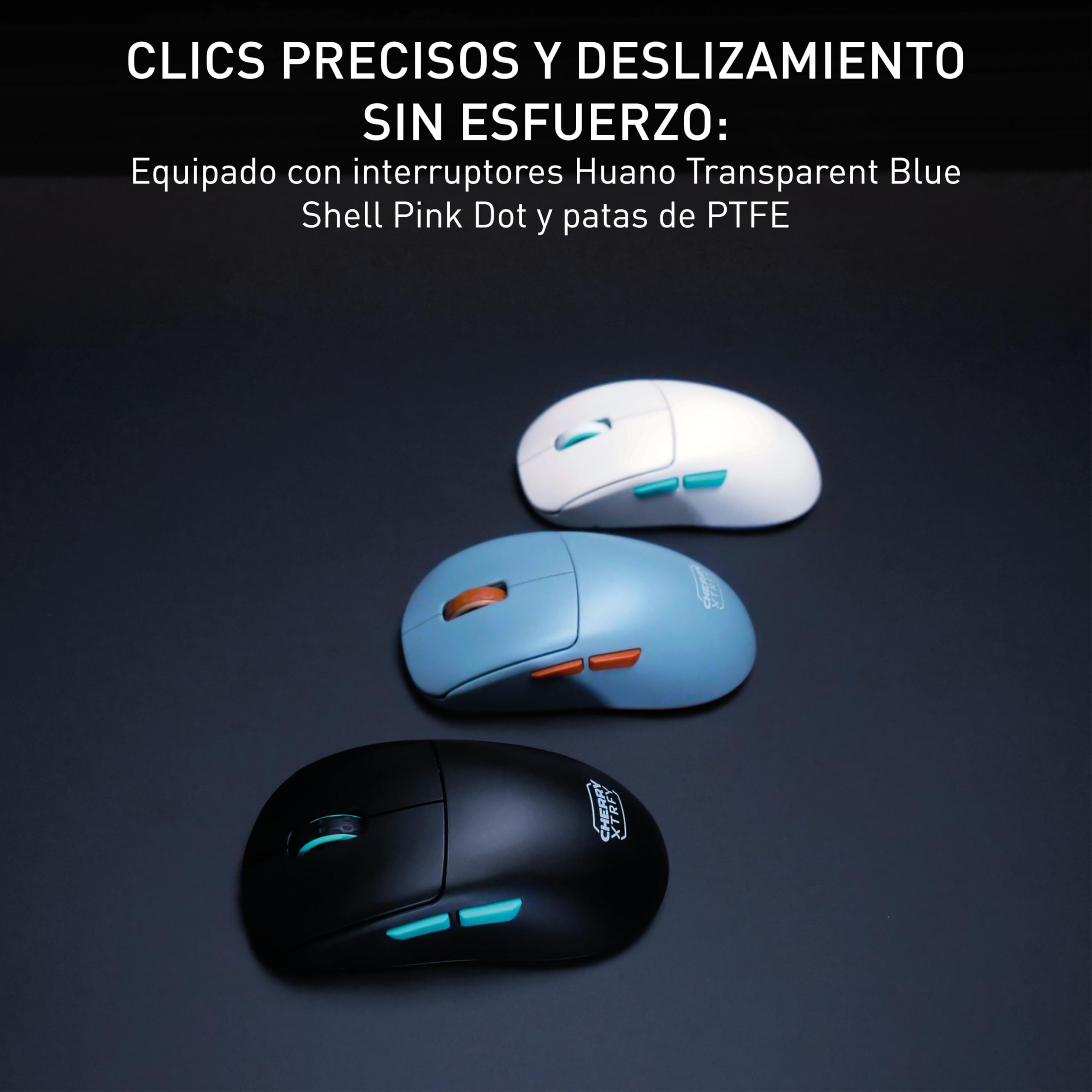 CHERRY XTRFY M68 Wireless, Ratón Inalámbrico Ultraligero para Juegos, 2,4 GHz, Optimizado para E-sports, Forma Simétrica con Parte Frontal Extra Baja, Azul