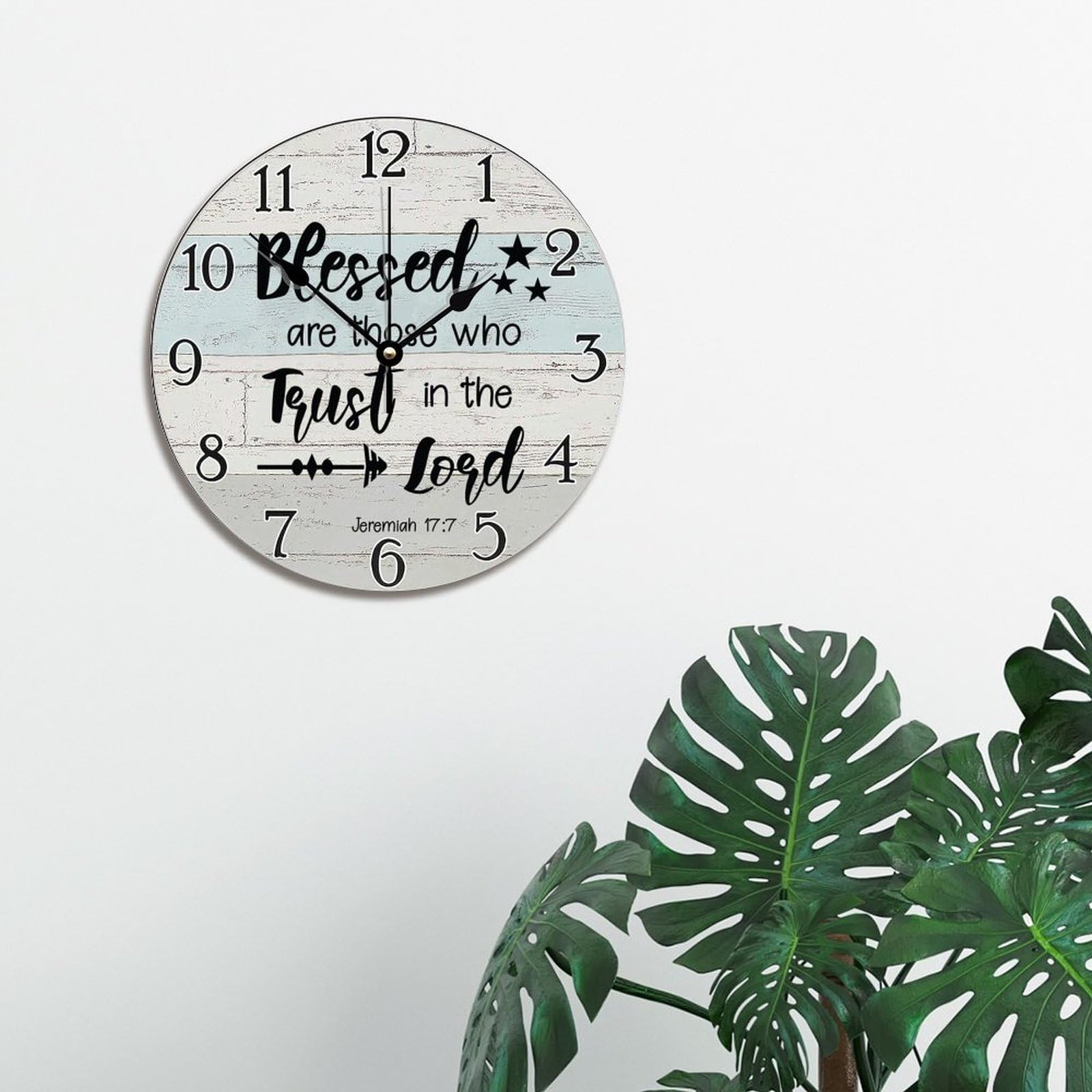 Reloj de pared con versículo bíblico con texto en inglés "Trust in the Lord With All Your Heart", cita religiosa, arte de madera religiosa, dicho inspirador cristiano, de madera rústica, regalo de