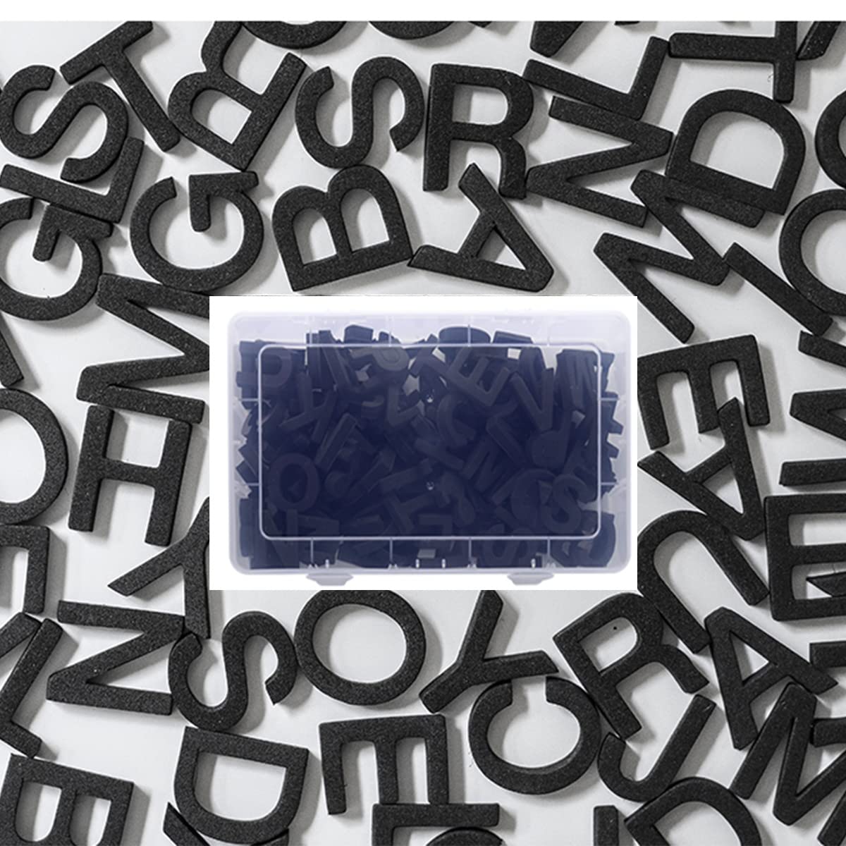 Lettres magnétiques pour réfrigérateur - Lot de 124 - Noir