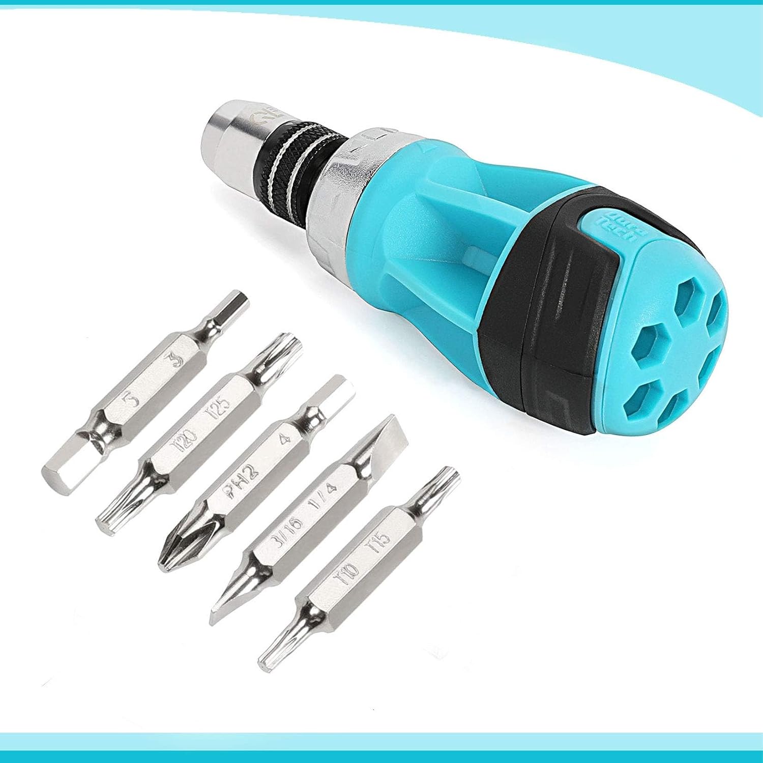DURATECH 12-in-1 Multi-bit Short Stubby Ratcheting Screwdriver