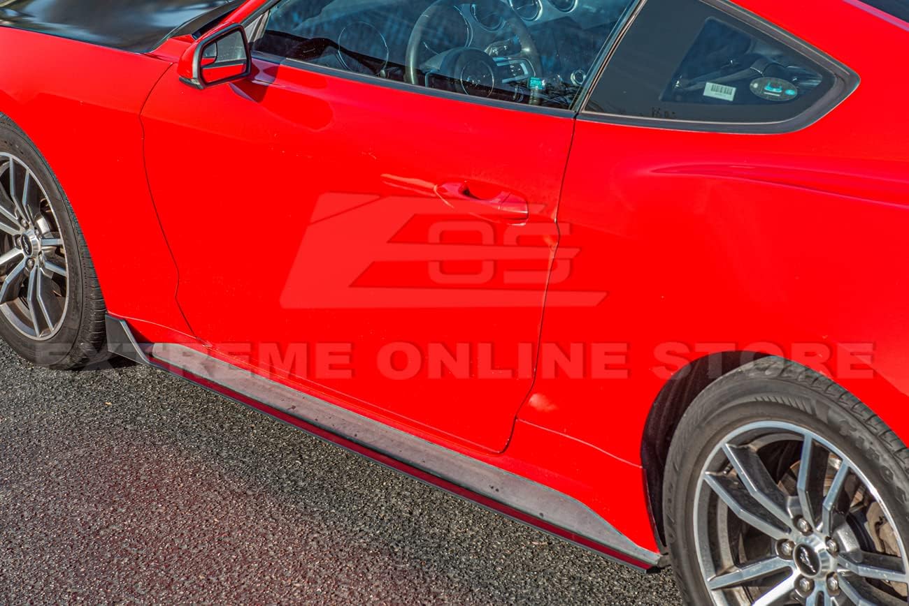 Replacement for 2015-2023 Ford Mustang | GT350 Style ABS Plastic - Matte Black Side Skirts Rocker Panels Extension Pair SS-659-ABS