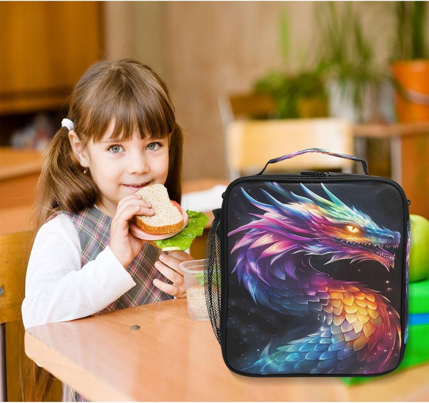 ALAZA Kids Dragon Lunch Box Insulated Bag Lunchbox Cooler Meal Prep Tote with Shoulder Strap for Boys Girls - Image 2