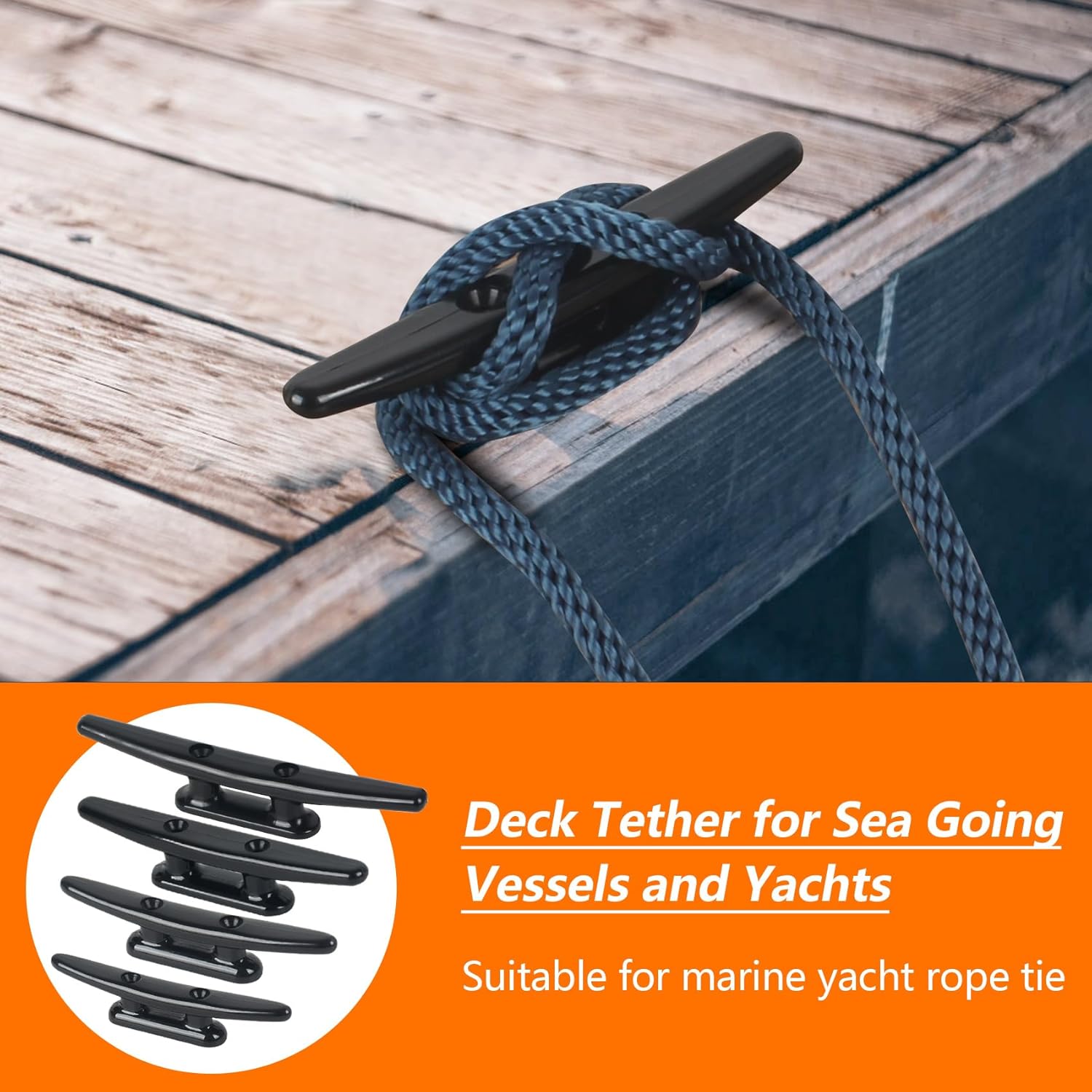 Nylon Boat Cleat, Dock Cleat 4 Inch 5 Inch 6 Inch 8 Inch Black, Boat Dock Cleats with Bolts Ideal for Marine, Deck, Nautical Decor (4 Pack & 6 Pack)