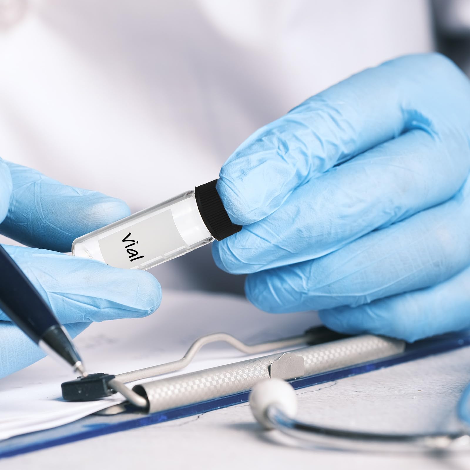 PATIKIL Vial de Muestreo de 4 ml, Paquete de 100 Viales HPLC/GC de 9-425, Viales Transparentes de Laboratorio con Tapa de Rosca, Área de Escritura y Septa de PTFE