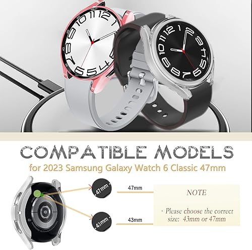 Miniatura 2 de Funda suave de 1.77 pulgadas compatible con Samsung Galaxy Watch 6 Classic de 1.772 pulgadas, funda delgada de poliuretano termoplástico suave,