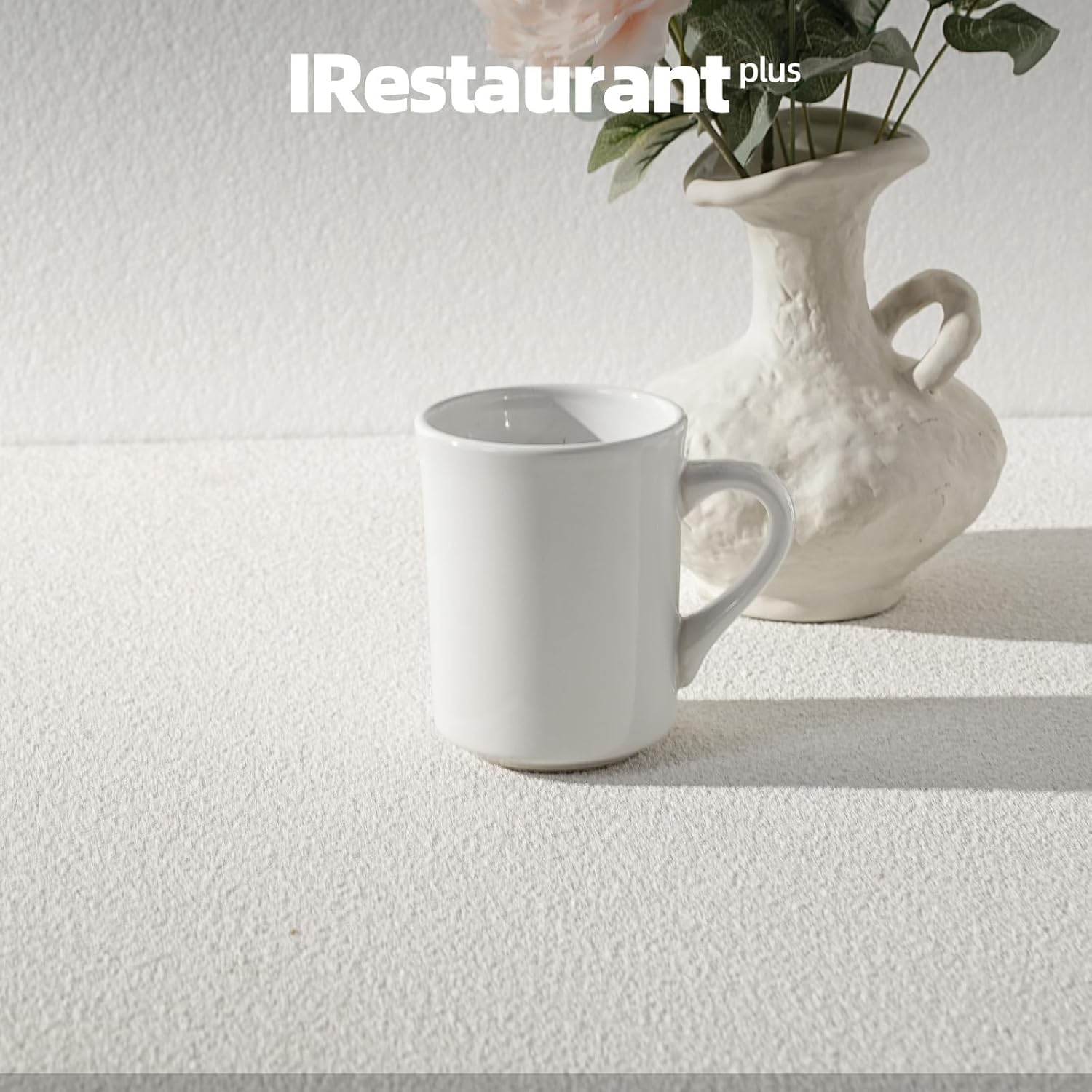 Stoneware Wide Rim Commercial Grade Dinnerware Bright White, Mug 8.5oz, Case of 36